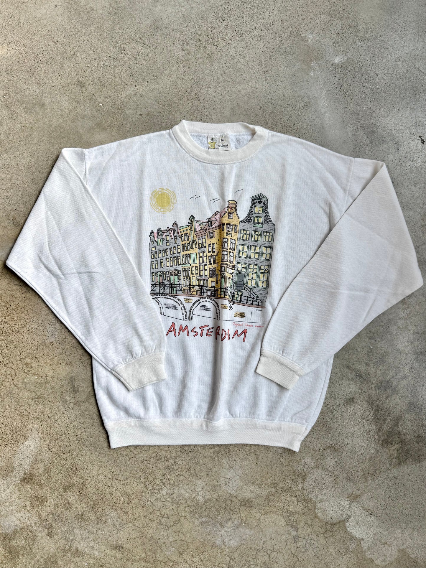 Vintage 1990s Holland Collection Amsterdam Graphic Crewneck Sweatshirt | Medium