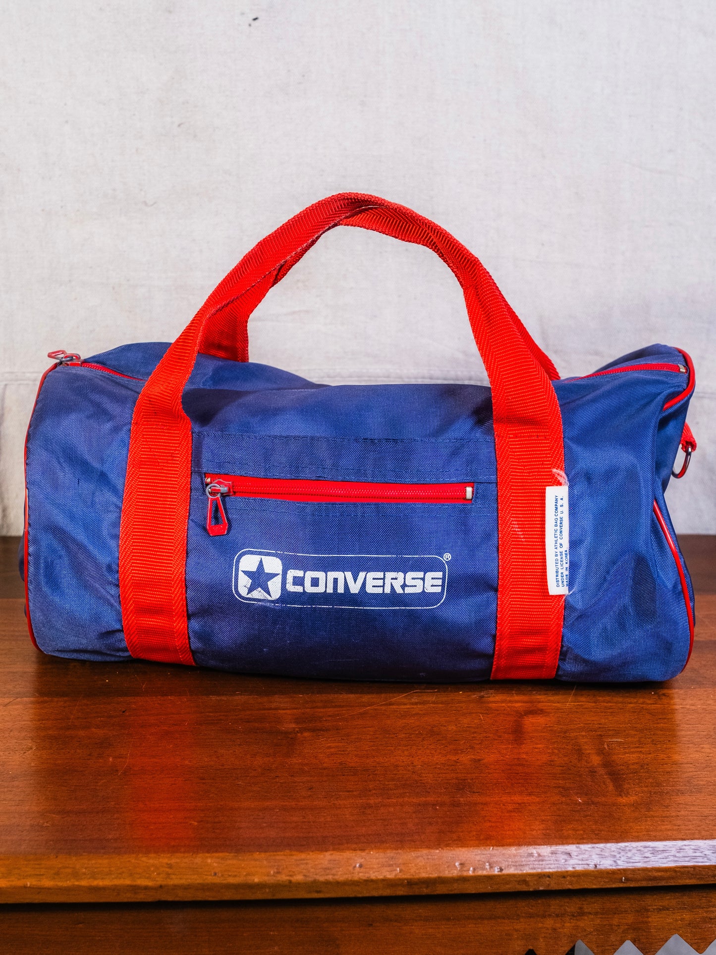 Vintage 1990s Converse Navy Blue & Red Small Duffel Bag