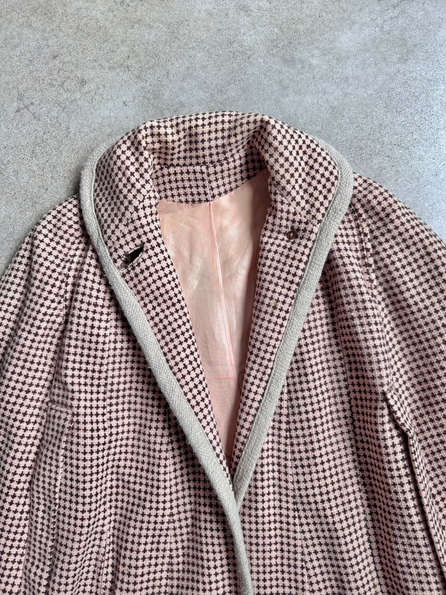Vintage 1960s Handmade Wool Tweed High-Neck Cape