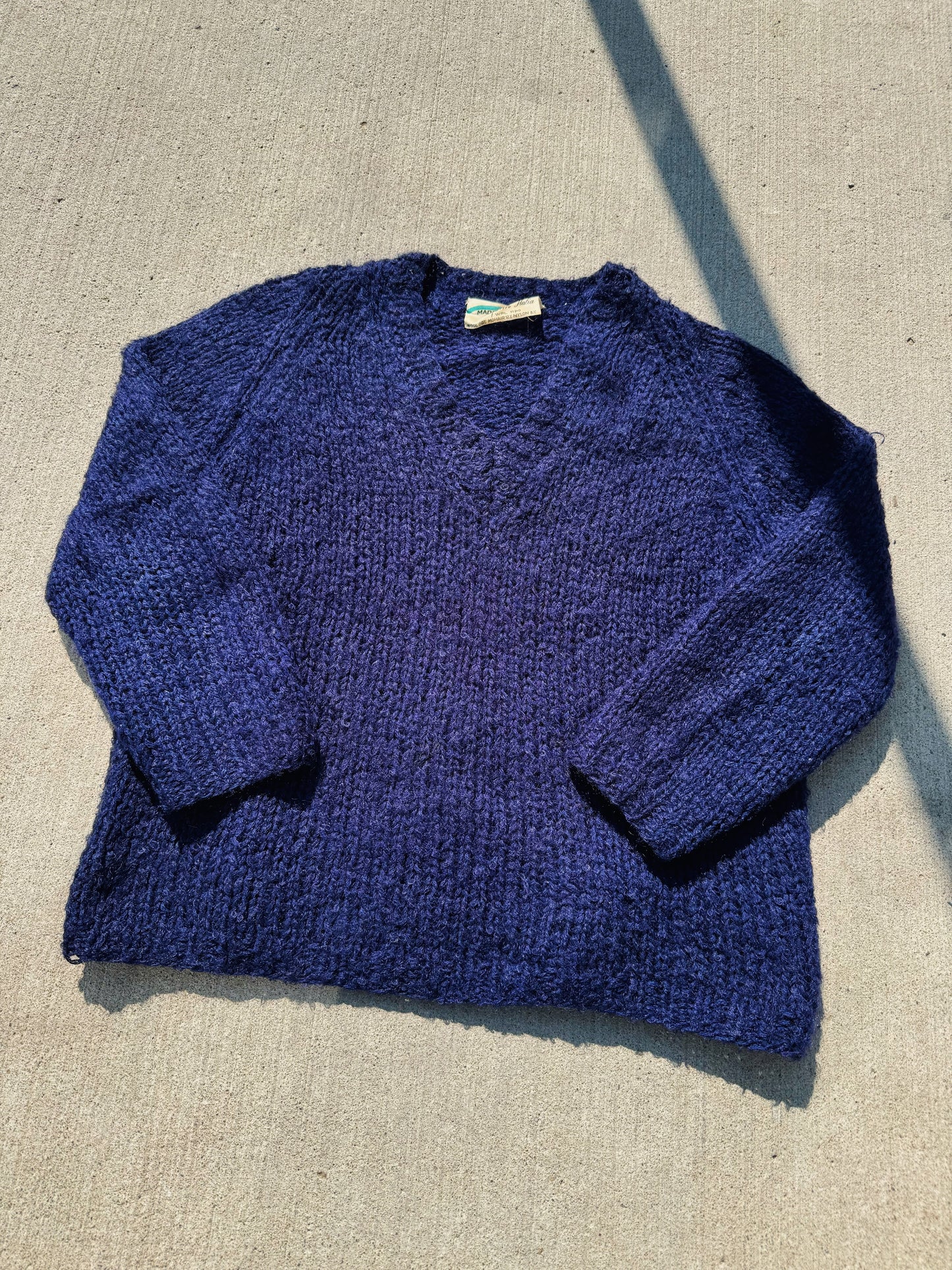 Vintage 1960s Tam Italia Navy Mohair Wool Knit Sweater