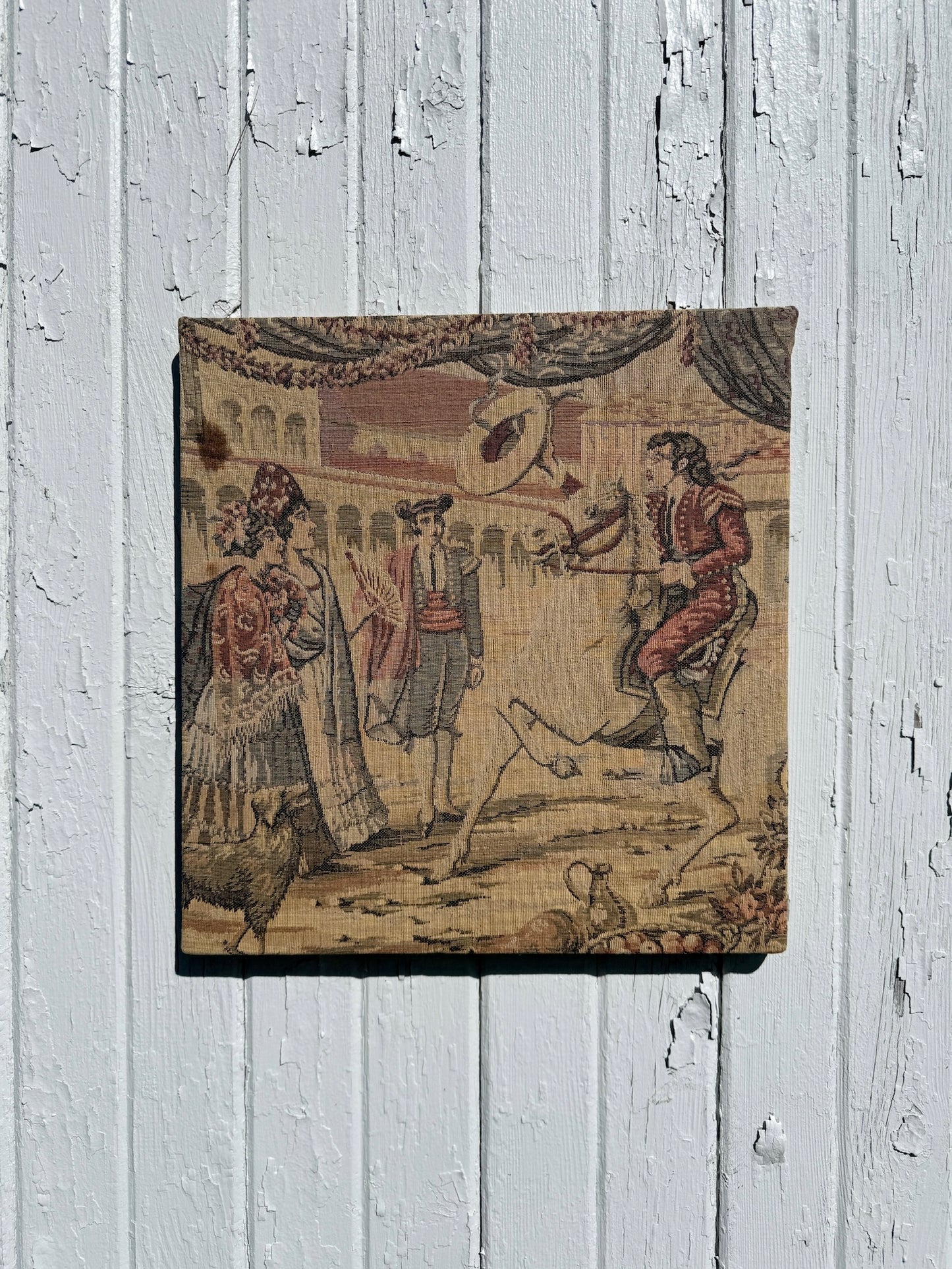 Vintage 1970s Mexico Streetscape Tapestry Art