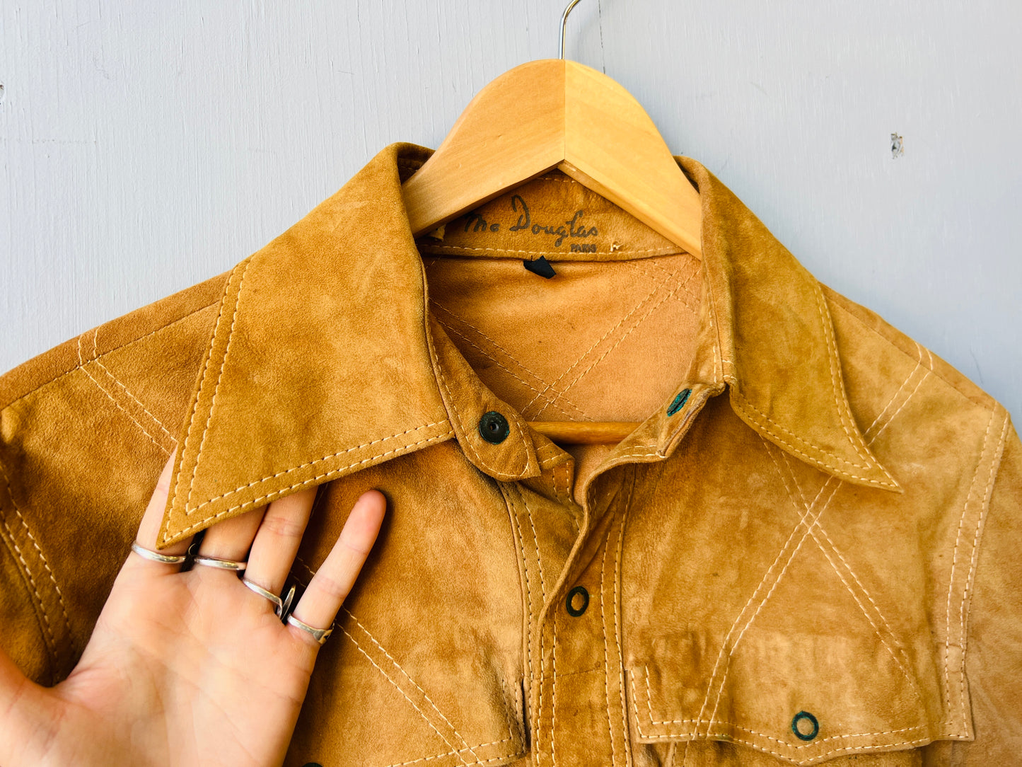 Vintage 1970’s MacDouglas Paris Suede Leather Button Down Shirt