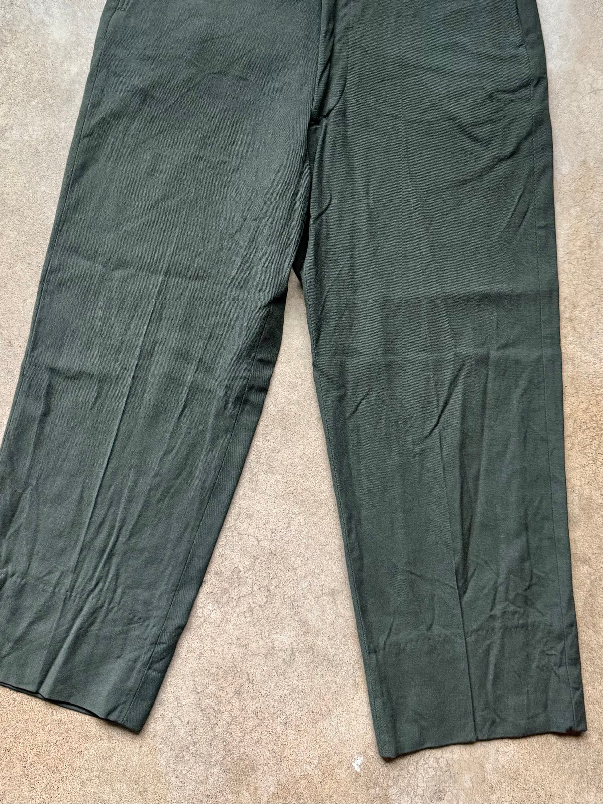Vintage 1950s Military U.S. Army Green Wool Serge Trousers | 33x29