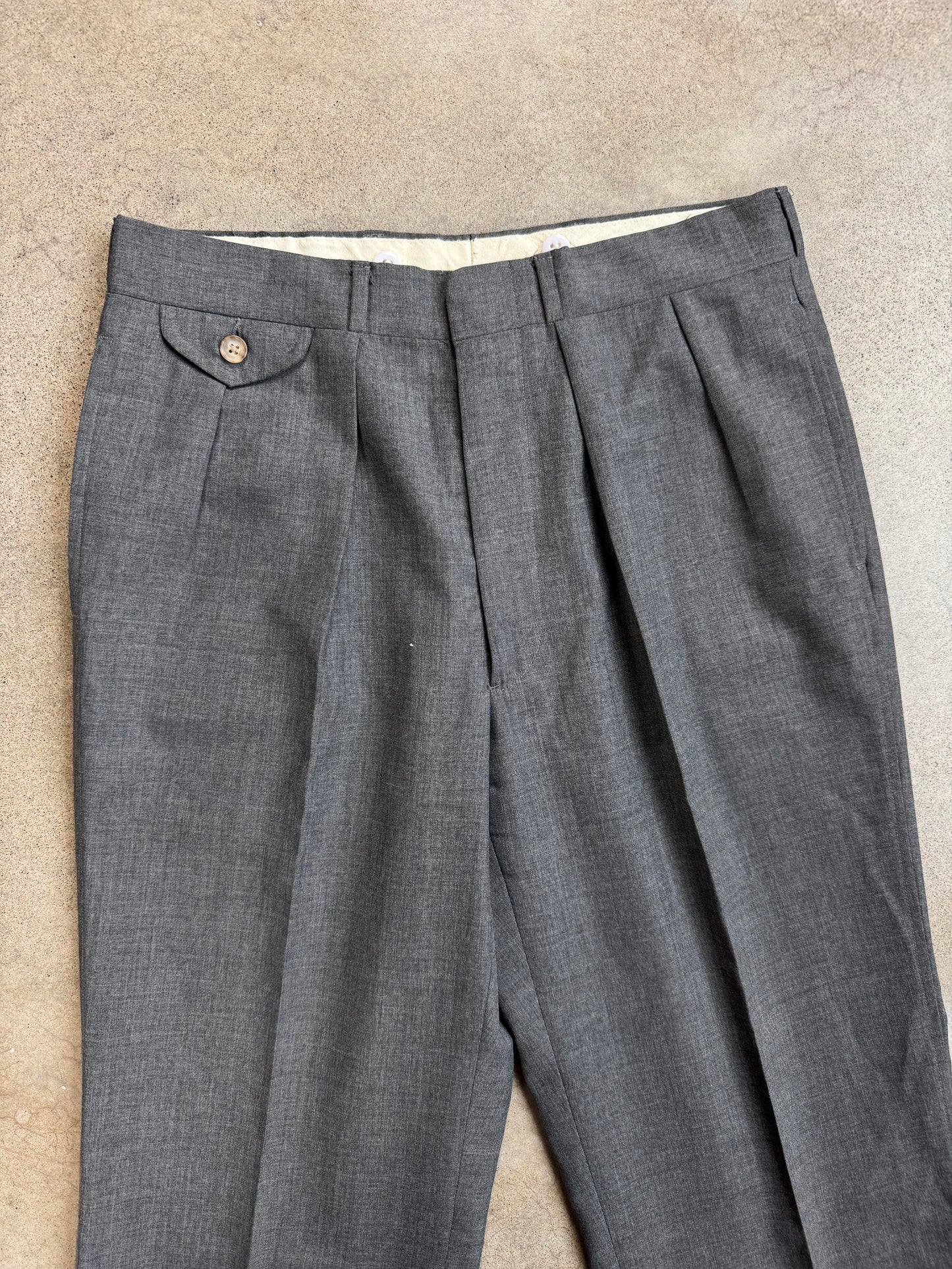 Vintage 1950s Ben Silver by Corbin Grey Pleated Dress Pants | Waist 32”
