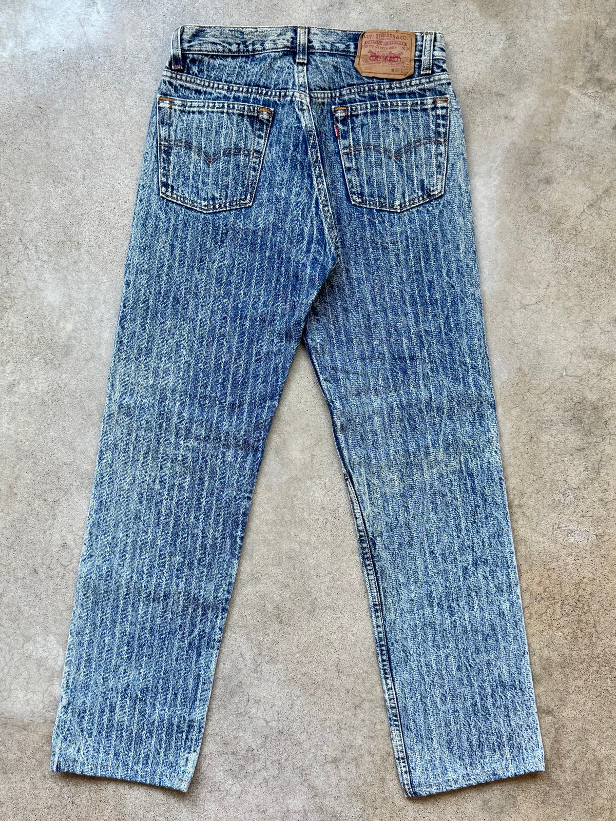 Vintage 1980s Levi’s 501 Pinstripe Acid Wash Straight Leg Jeans | 30x32