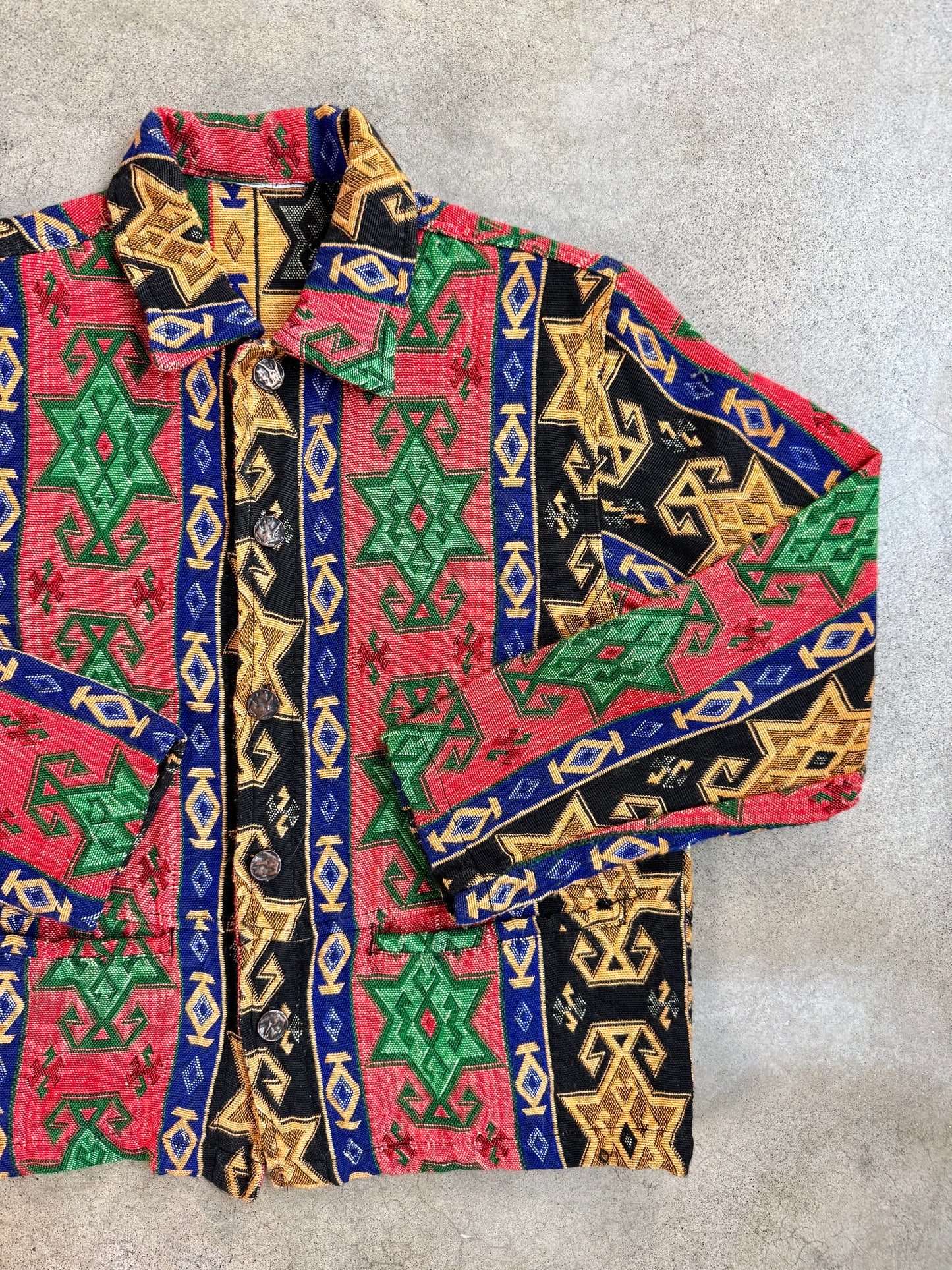 Vintage 1990s Multi-Color Southwestern Tapestry Jacket | S/M