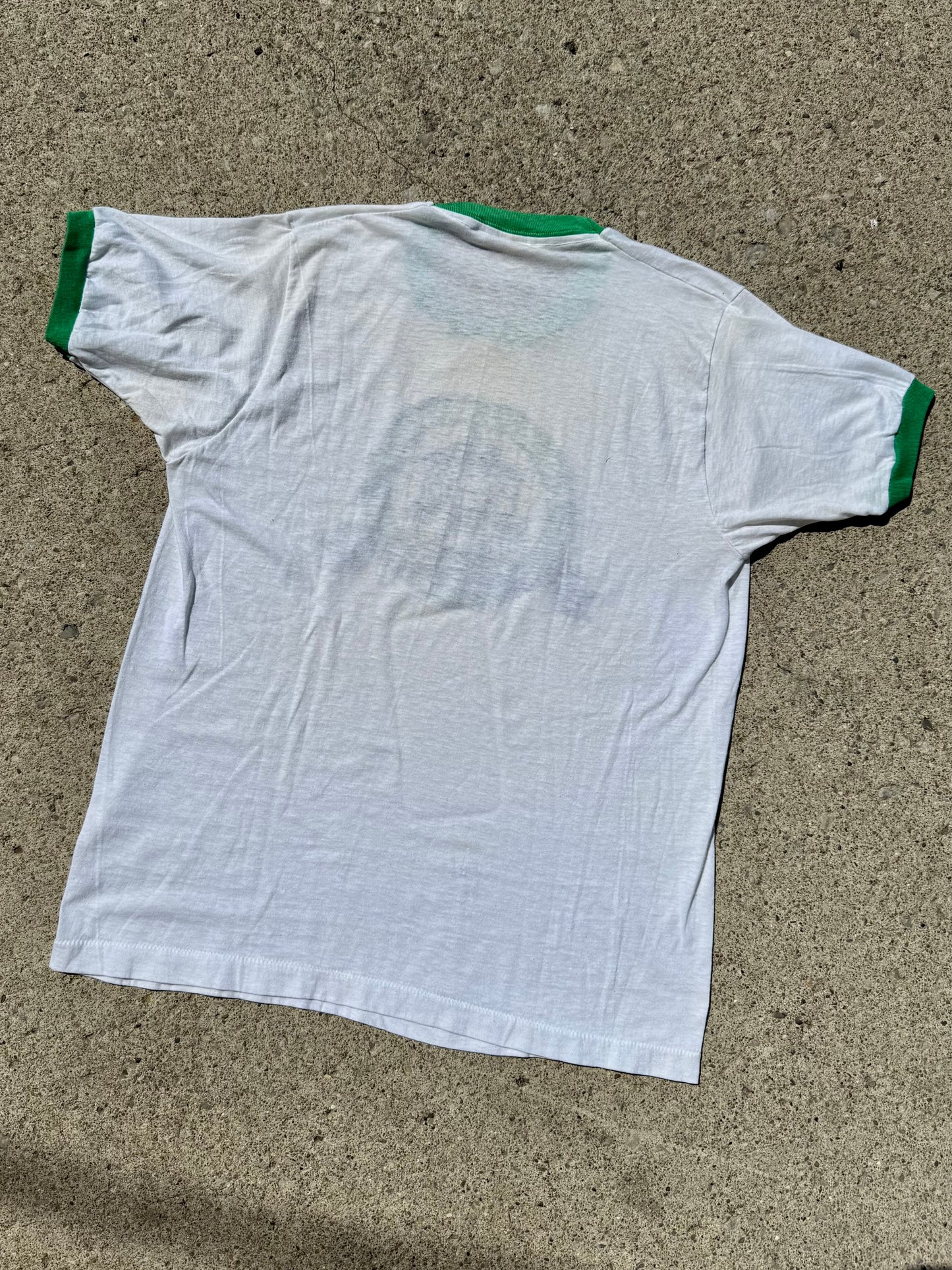 Vintage 1980s Portside Toledo White & Green Ringer Tee | M/L