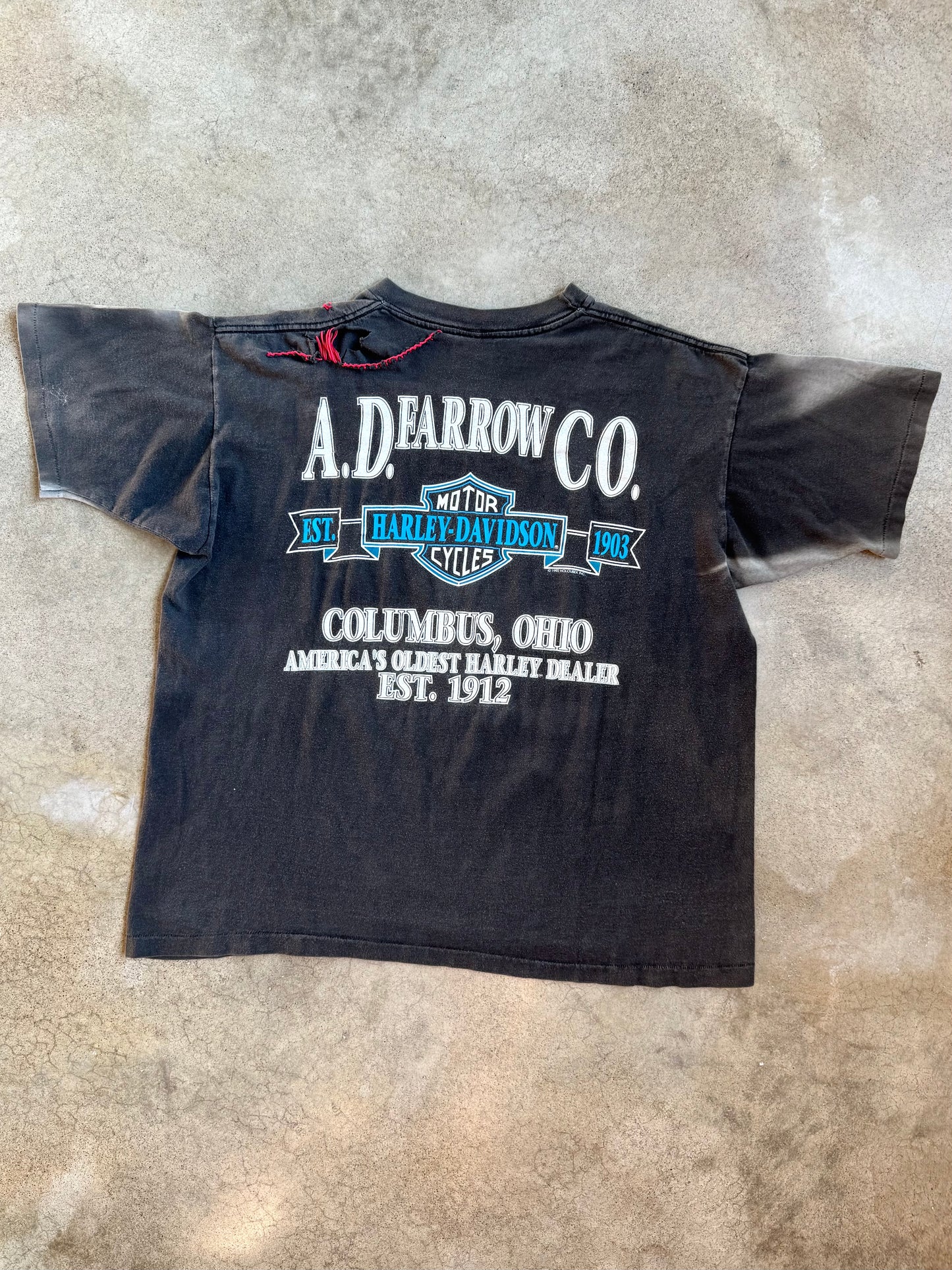 Vintage 1990s Harley Davidson “Wild at Heart” A.D. Farrow Columbus Distressed Graphic Tee | Large