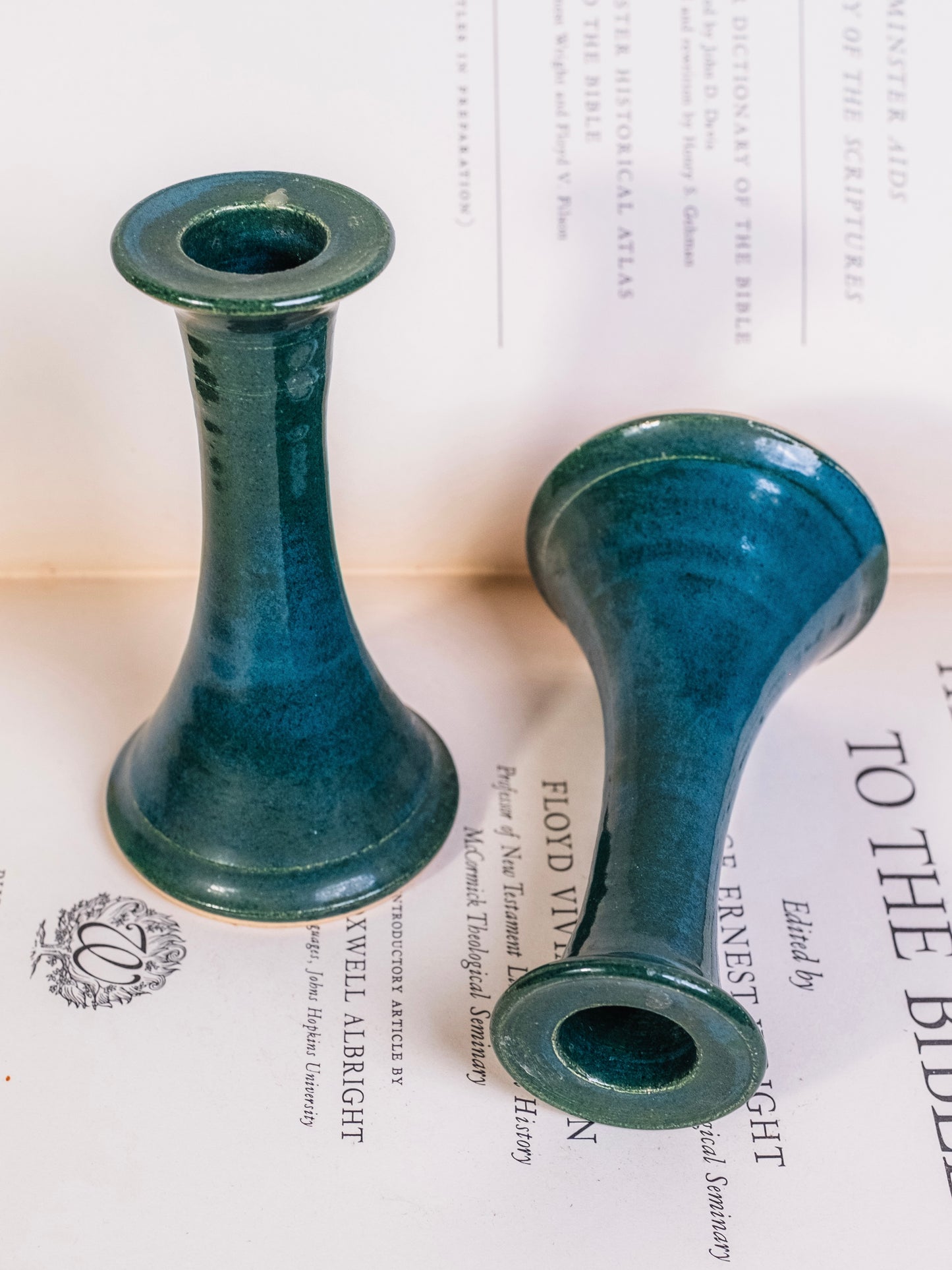 Vintage Cagle Road Pottery Turquoise Candlestick Holders | Set of 2