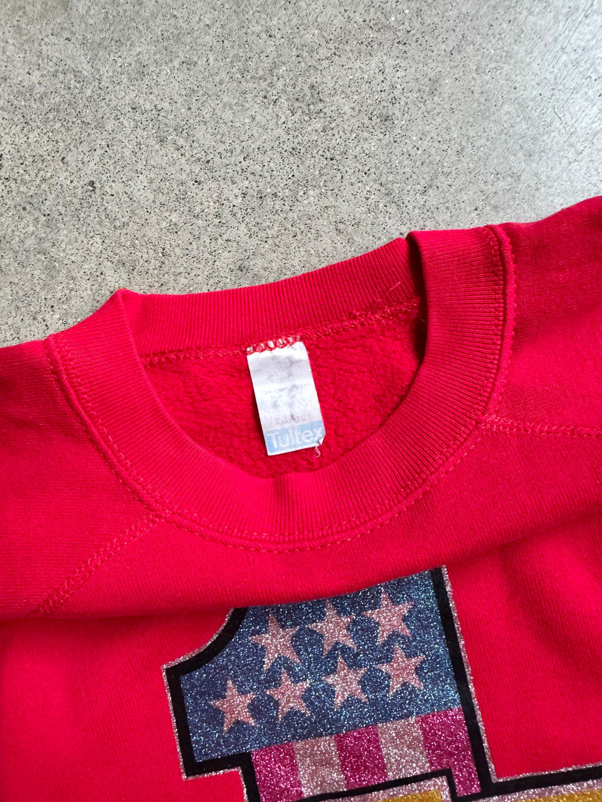 Vintage 1978 Chevrolet Glitter Graphic Red Raglan Sweatshirt | XL