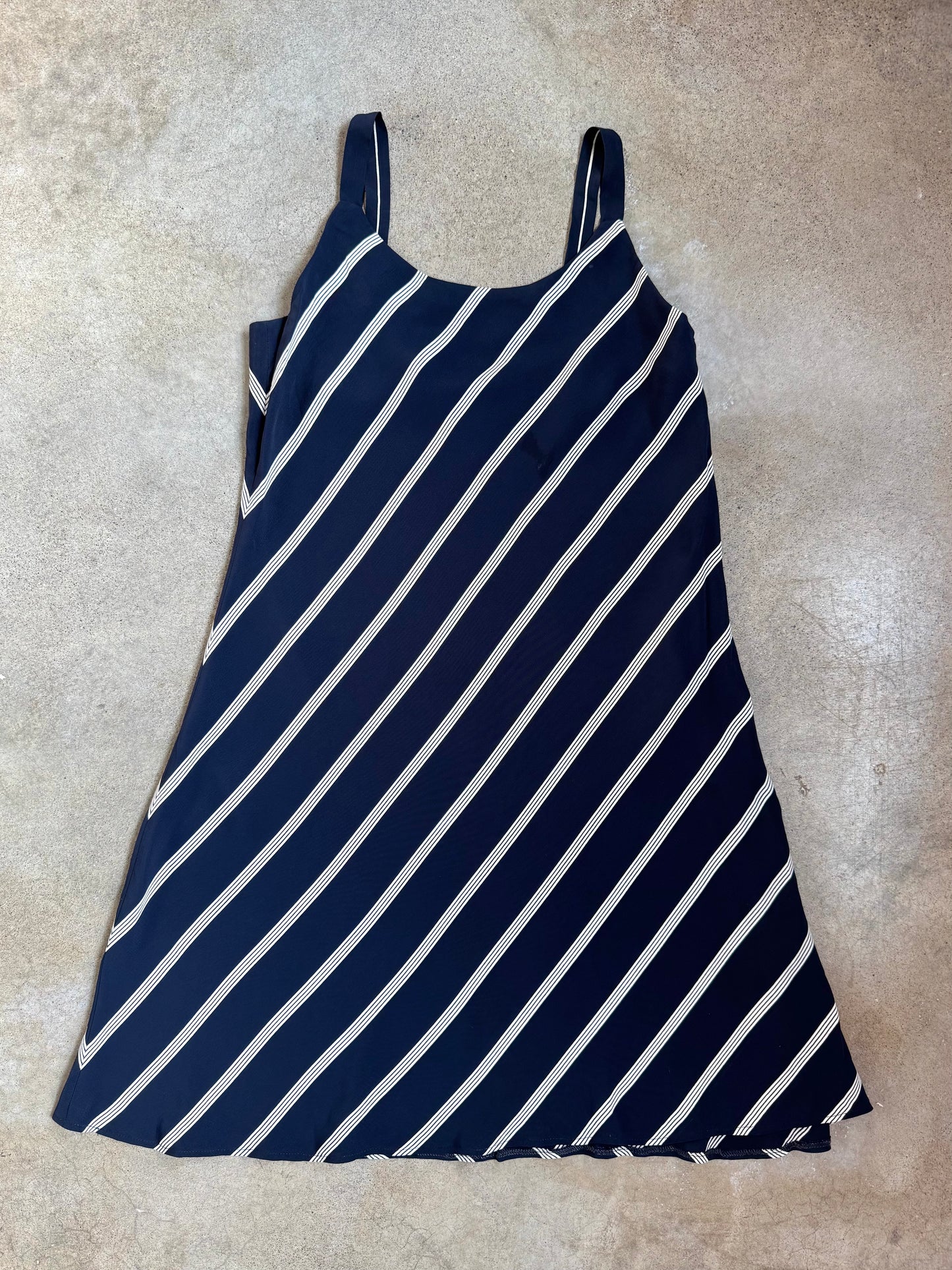 Vintage 1990s Ralph by Ralph Lauren Navy Striped Mini Dress | Small