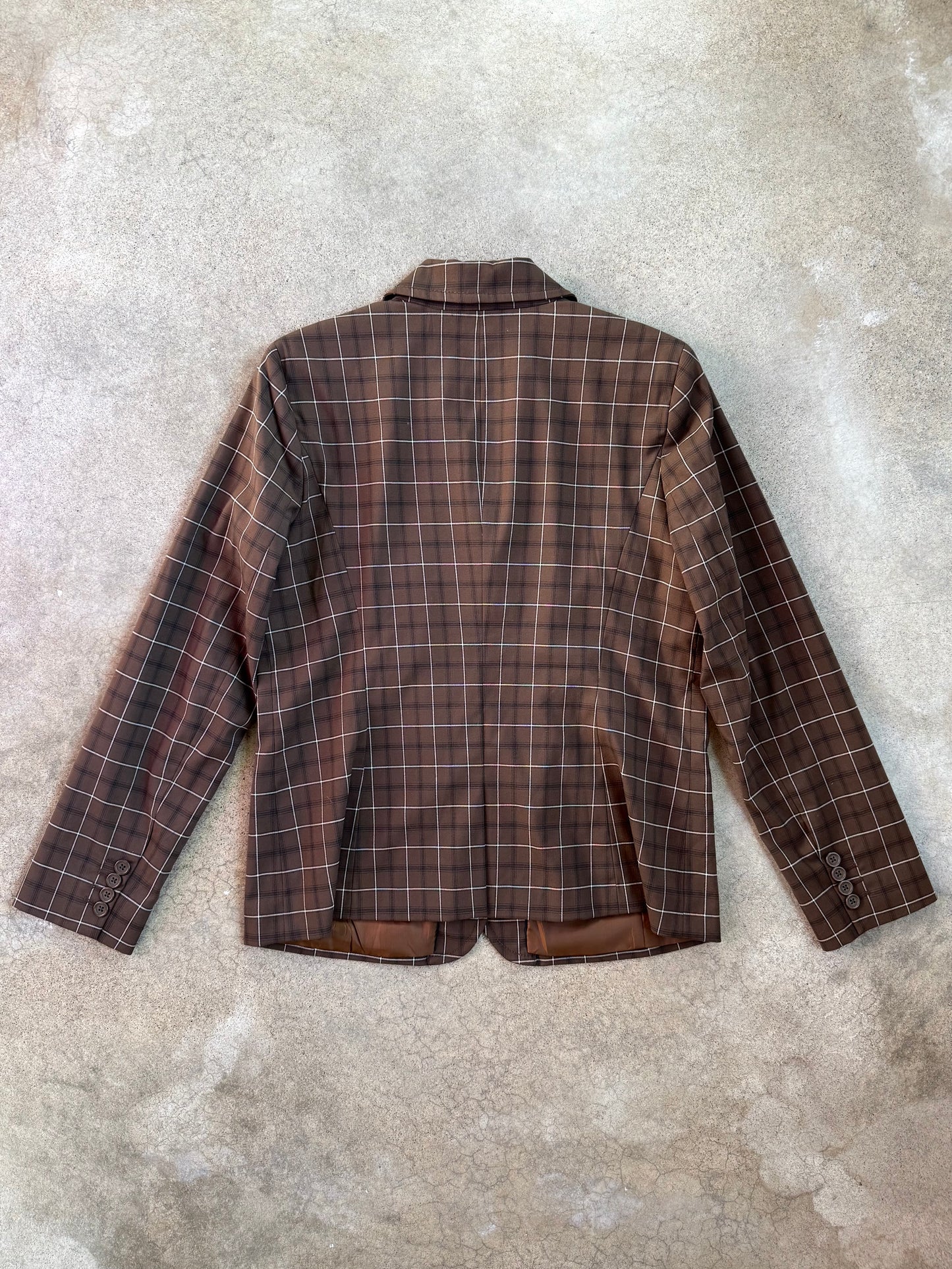 Vintage 1990s Liz Claiborne Brown Plaid Two-Piece Skirt Suit | Medium