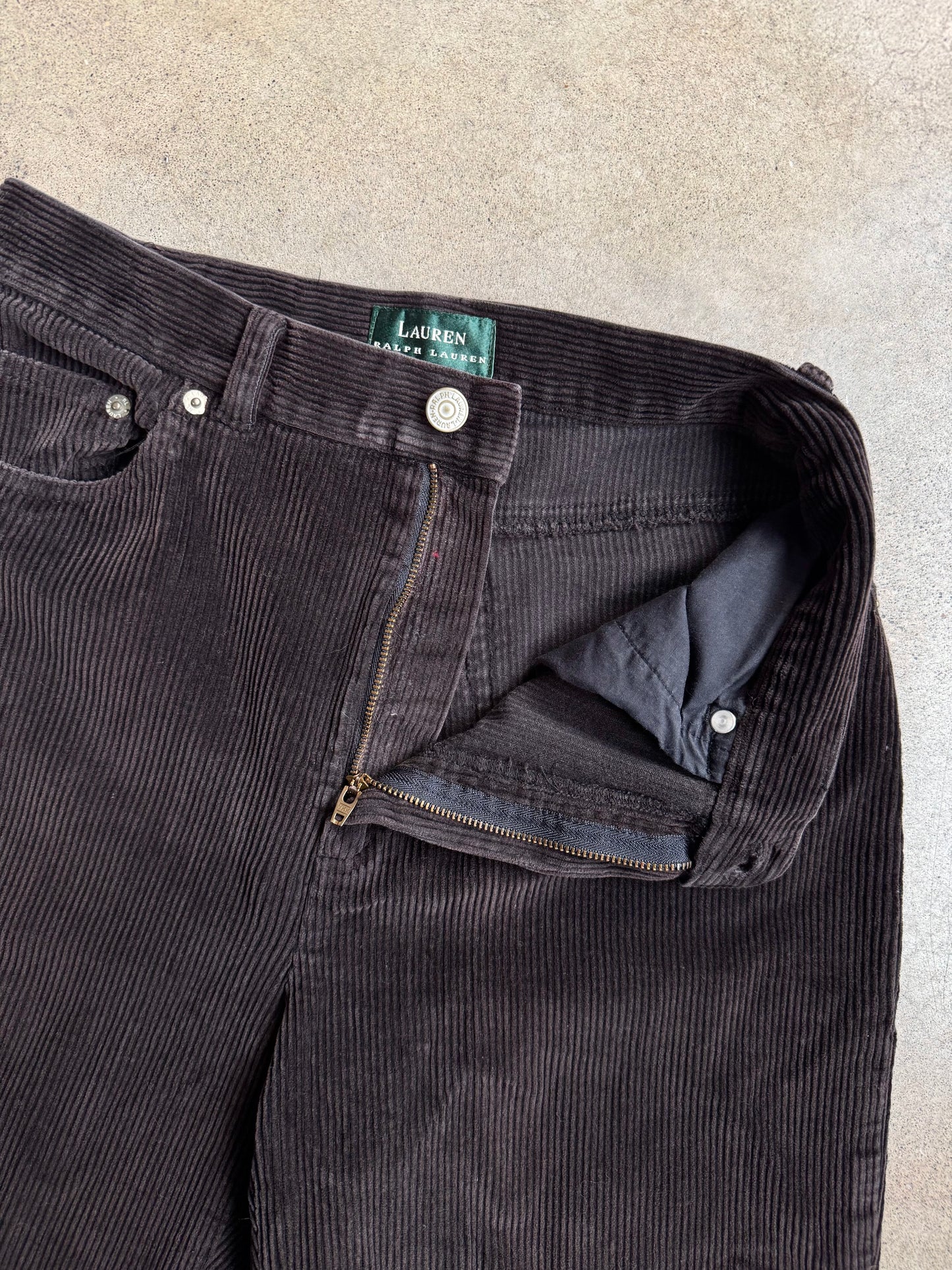 Vintage 1990s Lauren Ralph Lauren Dark Brown Corduroy Pants | Waist 28”