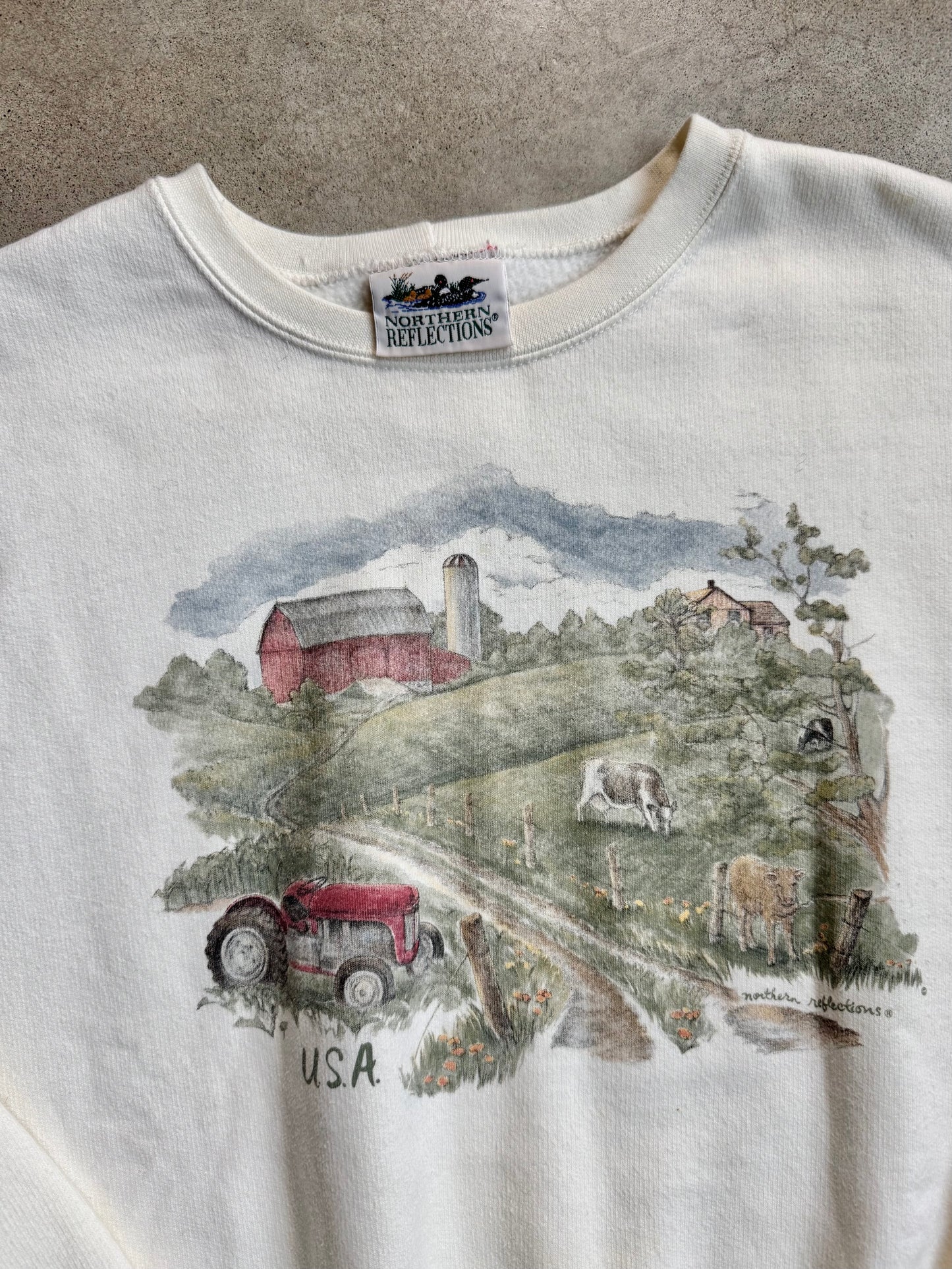Vintage 1990s Northern Reflections American Farm Graphic Sweatshirt | Medium