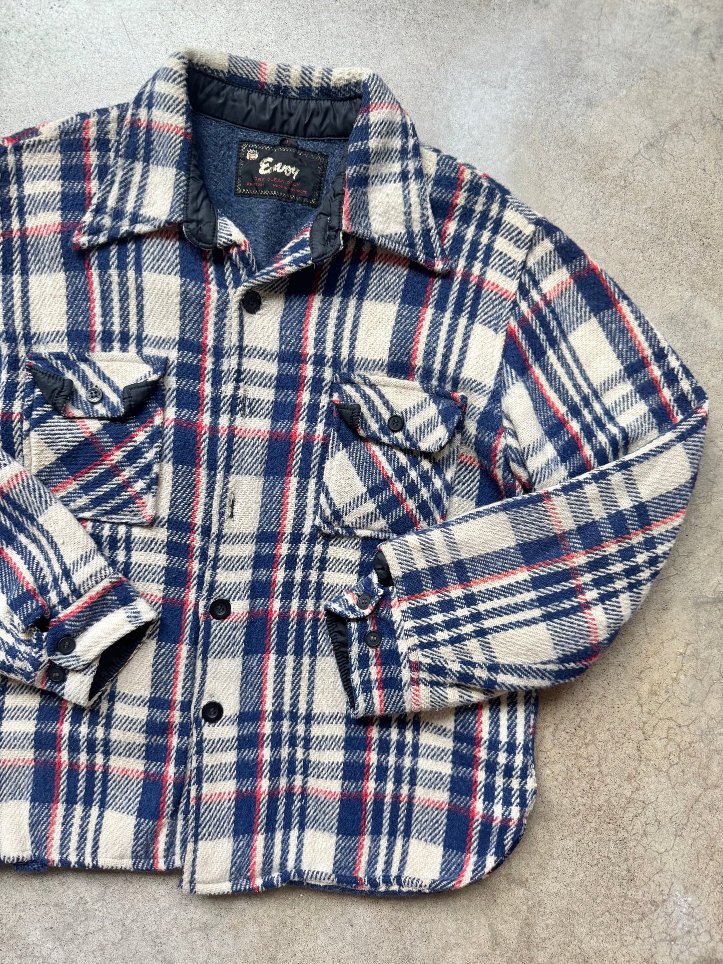 Vintage 1960s/70s Envoy Plaid Wool Blanket-Lined Shirt Jacket | Large