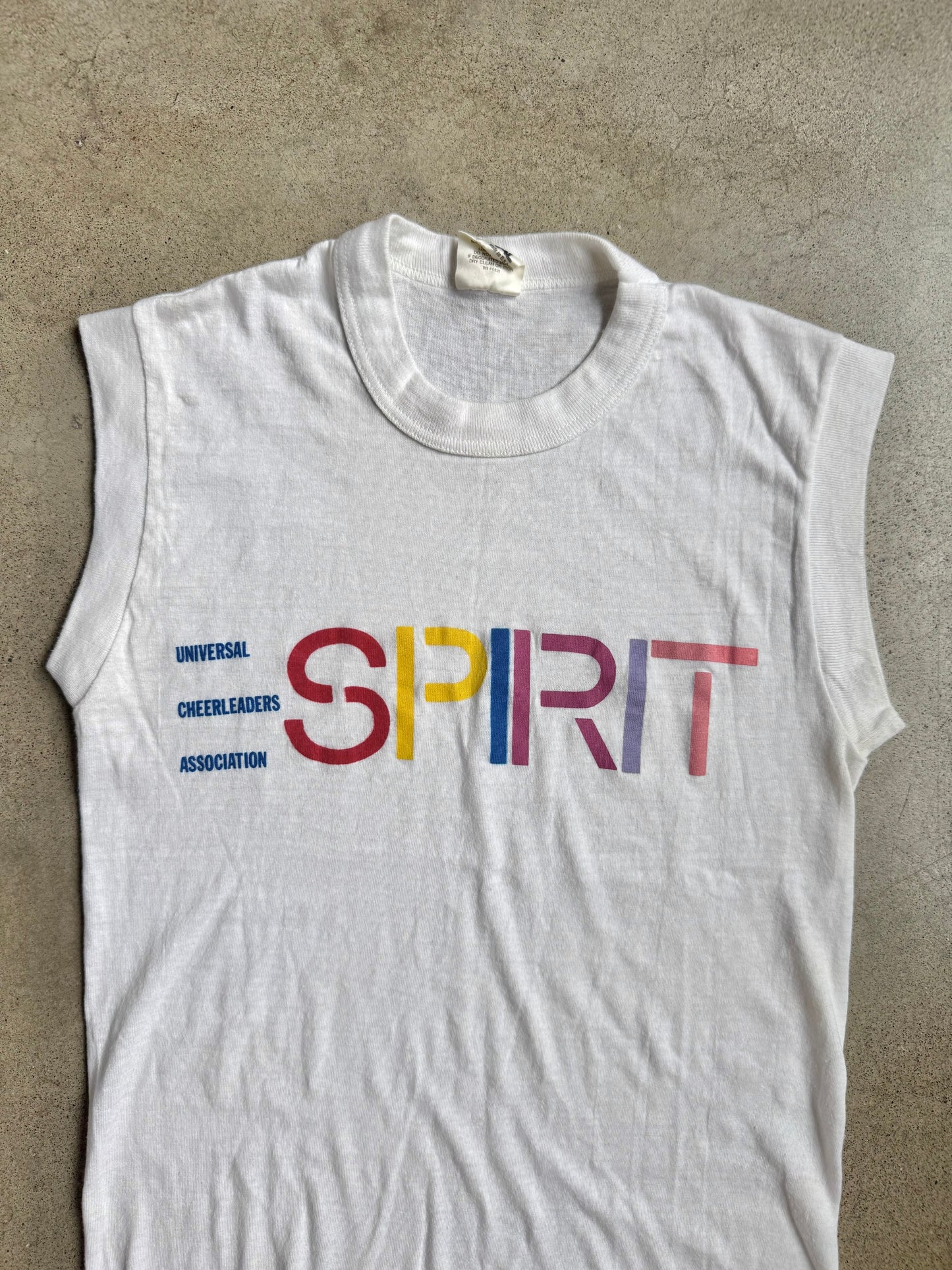 Vintage 1980s Universal Cheer Association Espirit Graphic Tank Top | Small