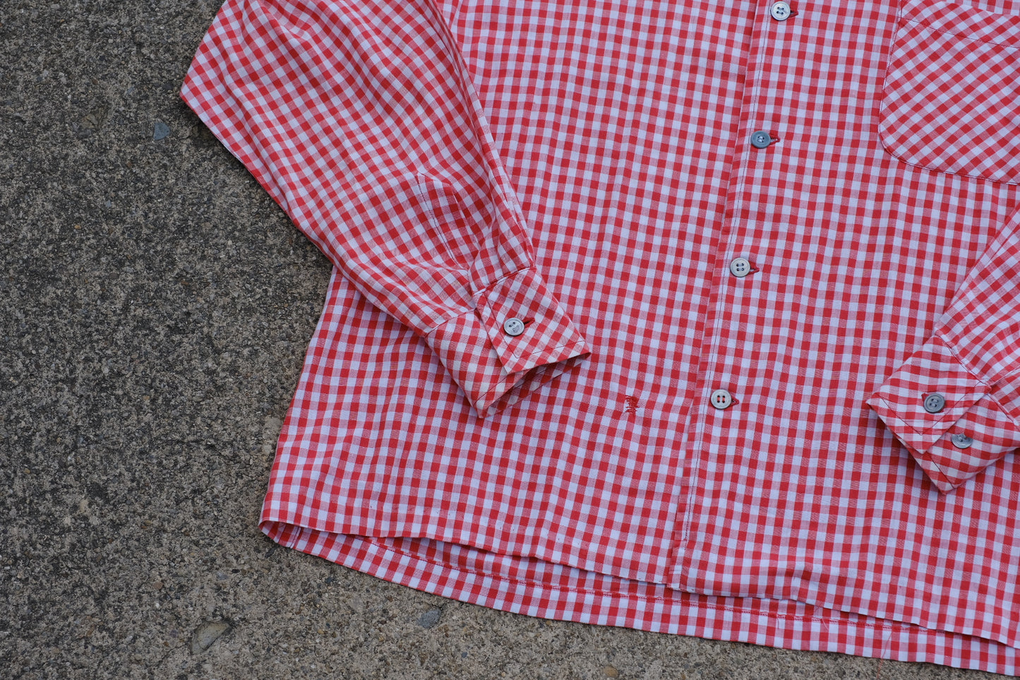 Vintage Red Gingham Long Sleeve Button-Up