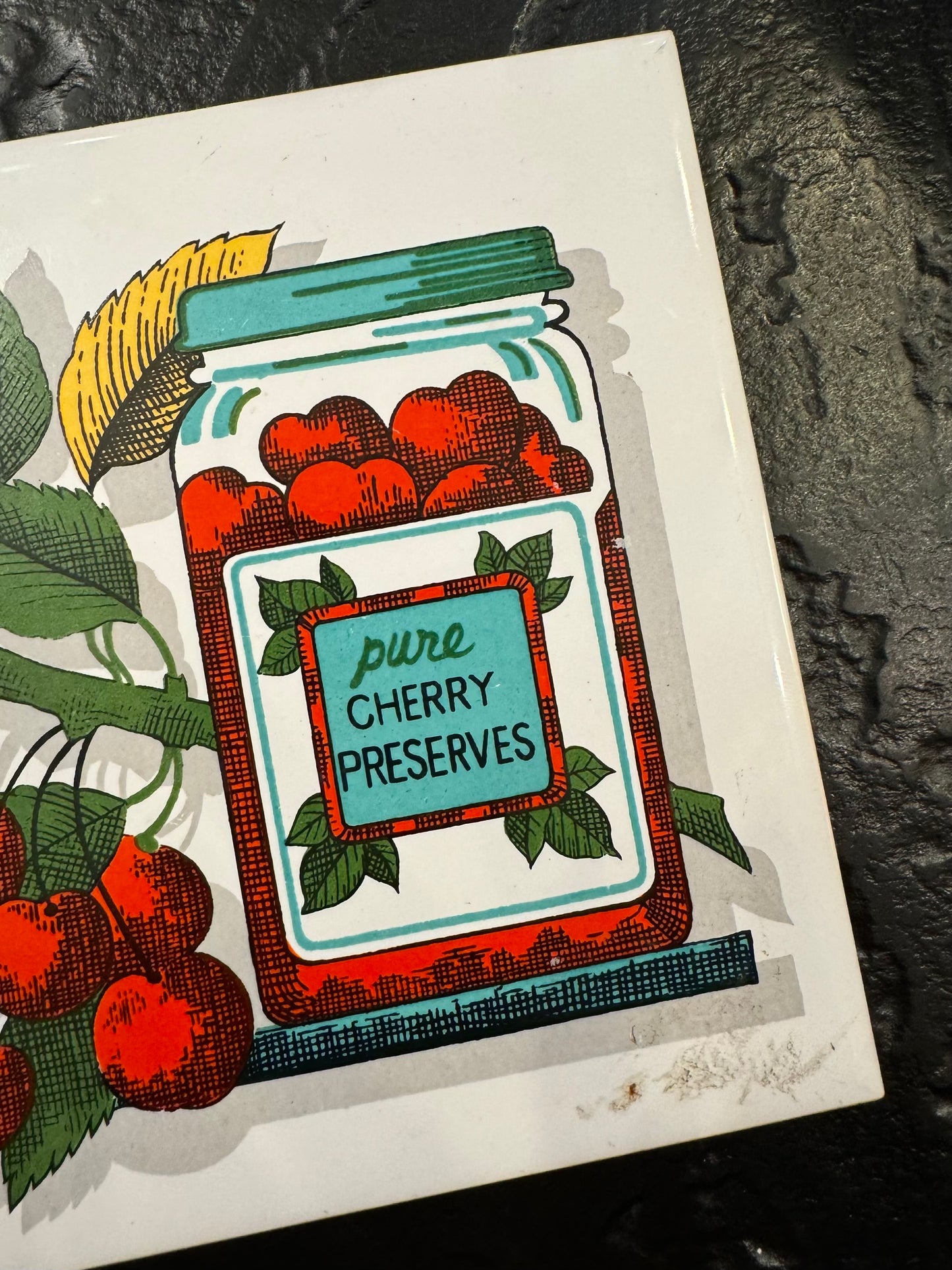 Vintage Cherry Preserves Tile Art