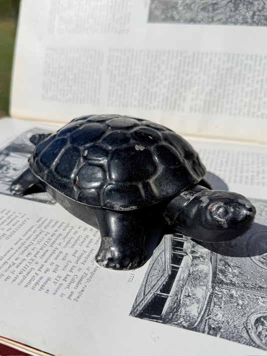 Vintage Metal Mechanical Snapping Turtle Ashtray