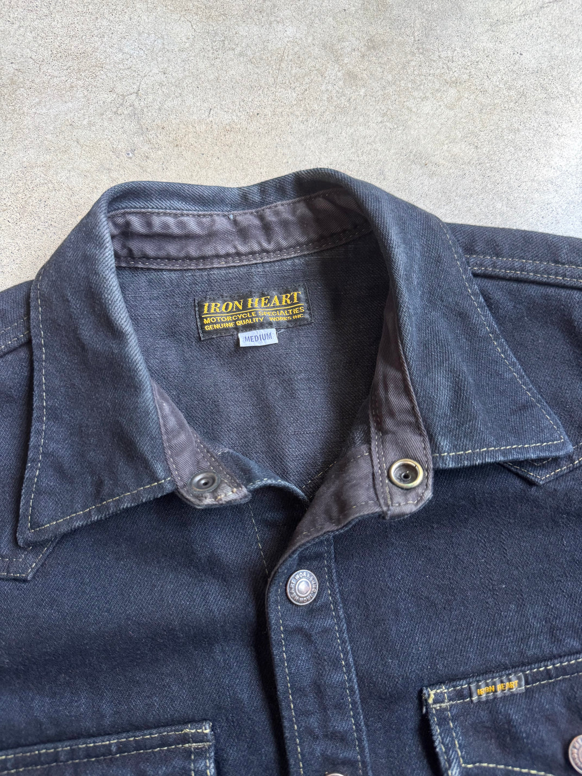 Iron Heart Japanese Selvedge Denim Overdyed CPO Shirt | Medium