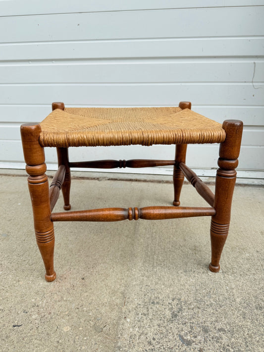 Vintage 1950s/60s Handmade Woven Wood Footstool