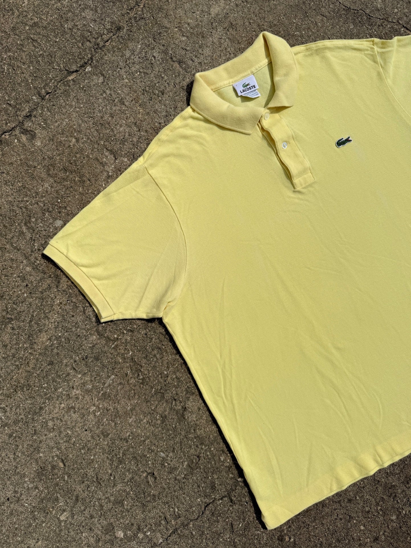 Vintage 1990s Lacoste Yellow Cotton Polo Shirt | XL