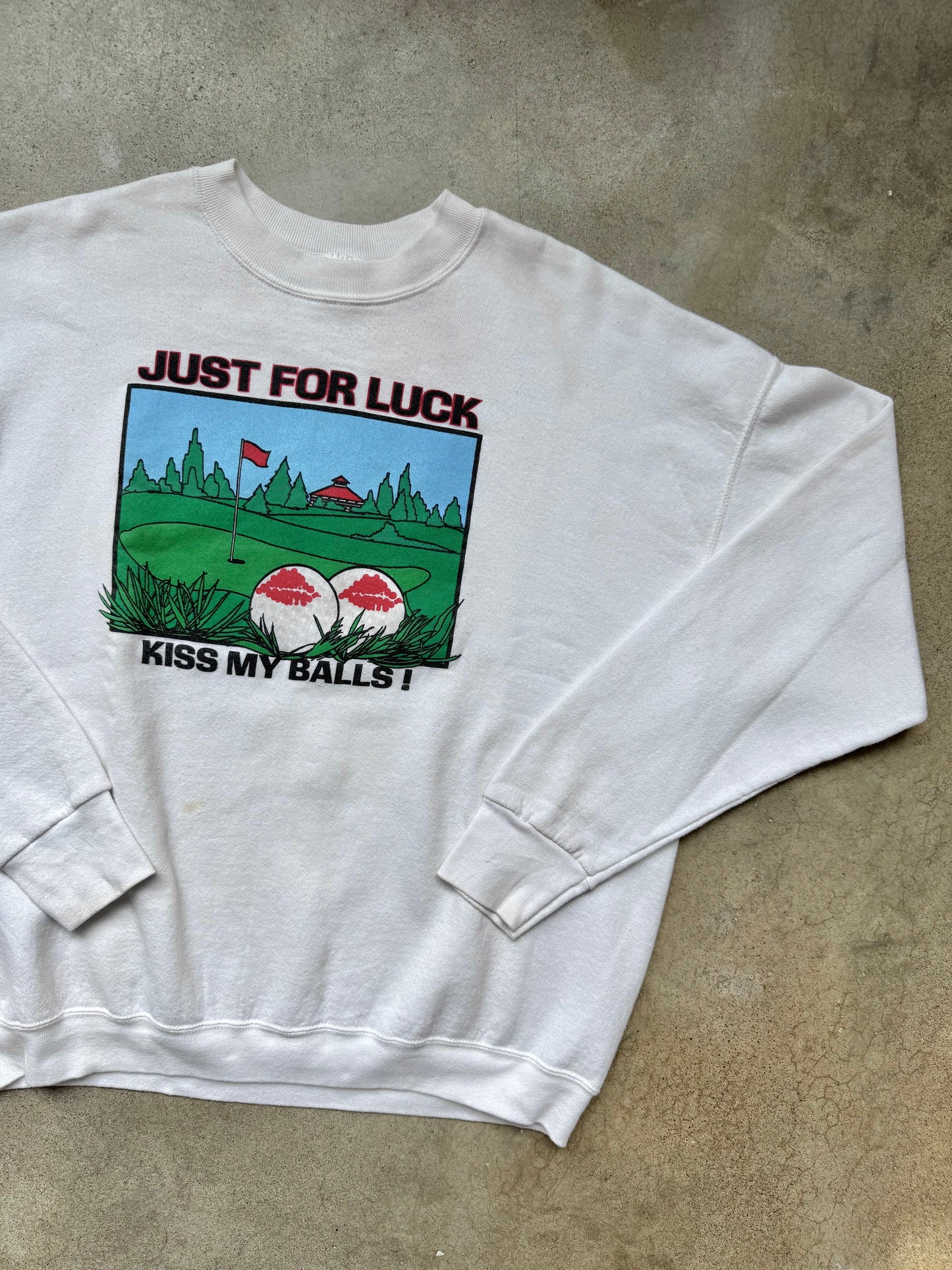 Vintage 1990s "Just for Luck" Golf Graphic Crewneck Sweatshirt | XL
