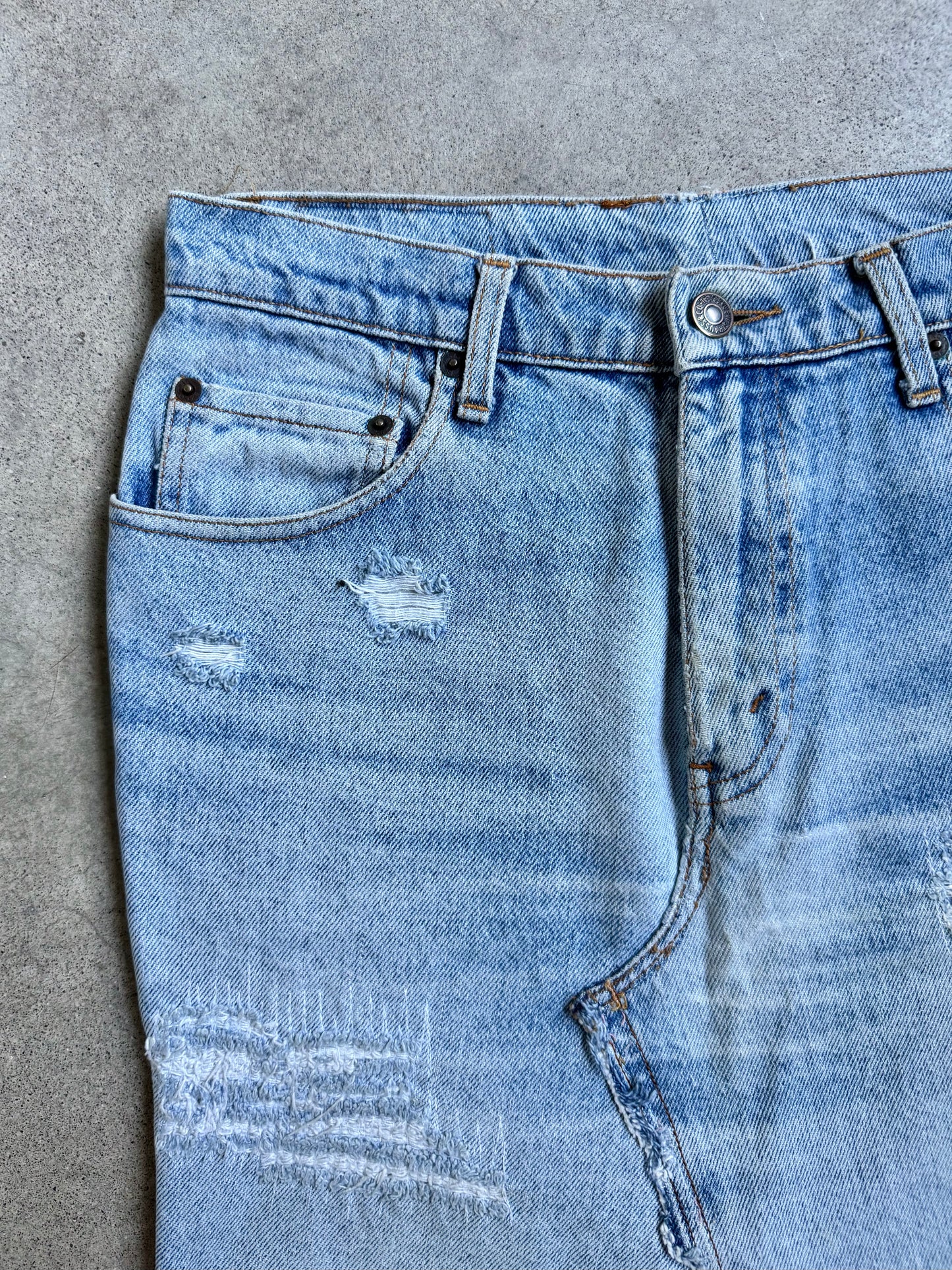 Vintage 1970s/80s Levi’s Distressed Reworked Denim Skirt | Waist 30”