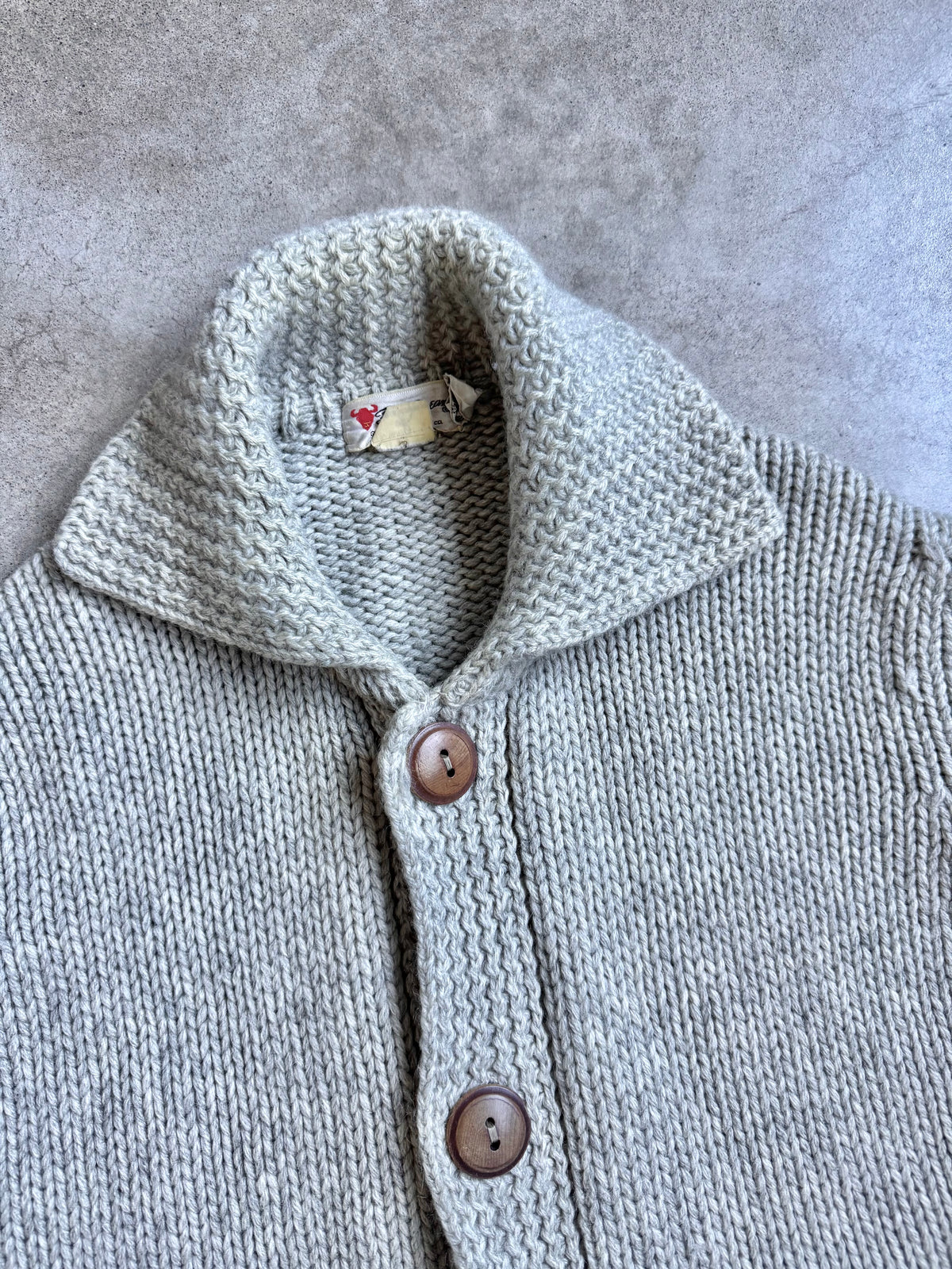 Vintage 1960s/70s Field & Stream Grey Wool Knit Buttoned Cardigan | XL