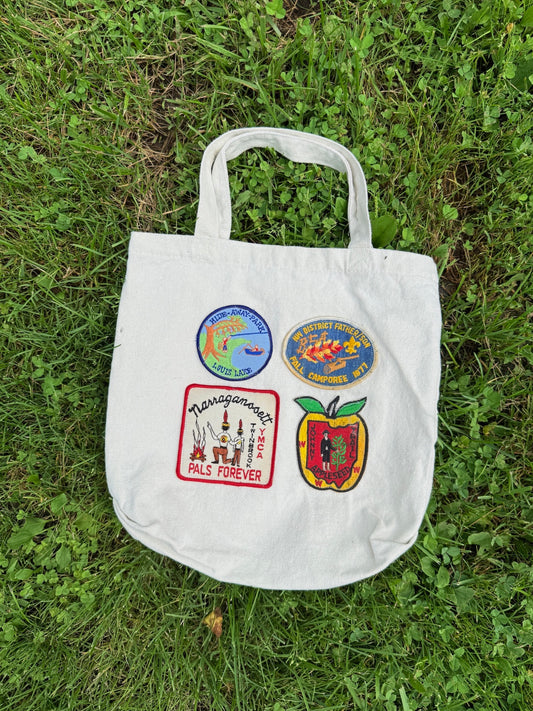 Vintage Patched Canvas Tote Bag
