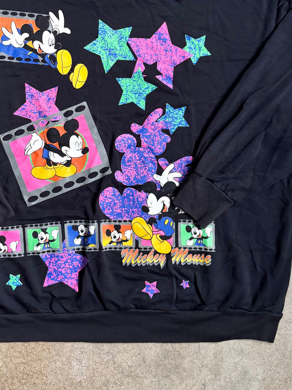 Vintage 1990s Mickey Unlimited Land ‘N Sea Mock Neck Film Strip Graphic Sweatshirt | XXL