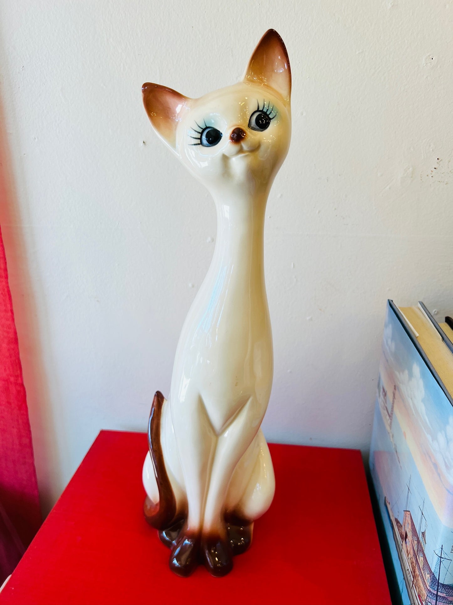 Vintage MCM Ceramic Siamese Cat Statues | Set of Two