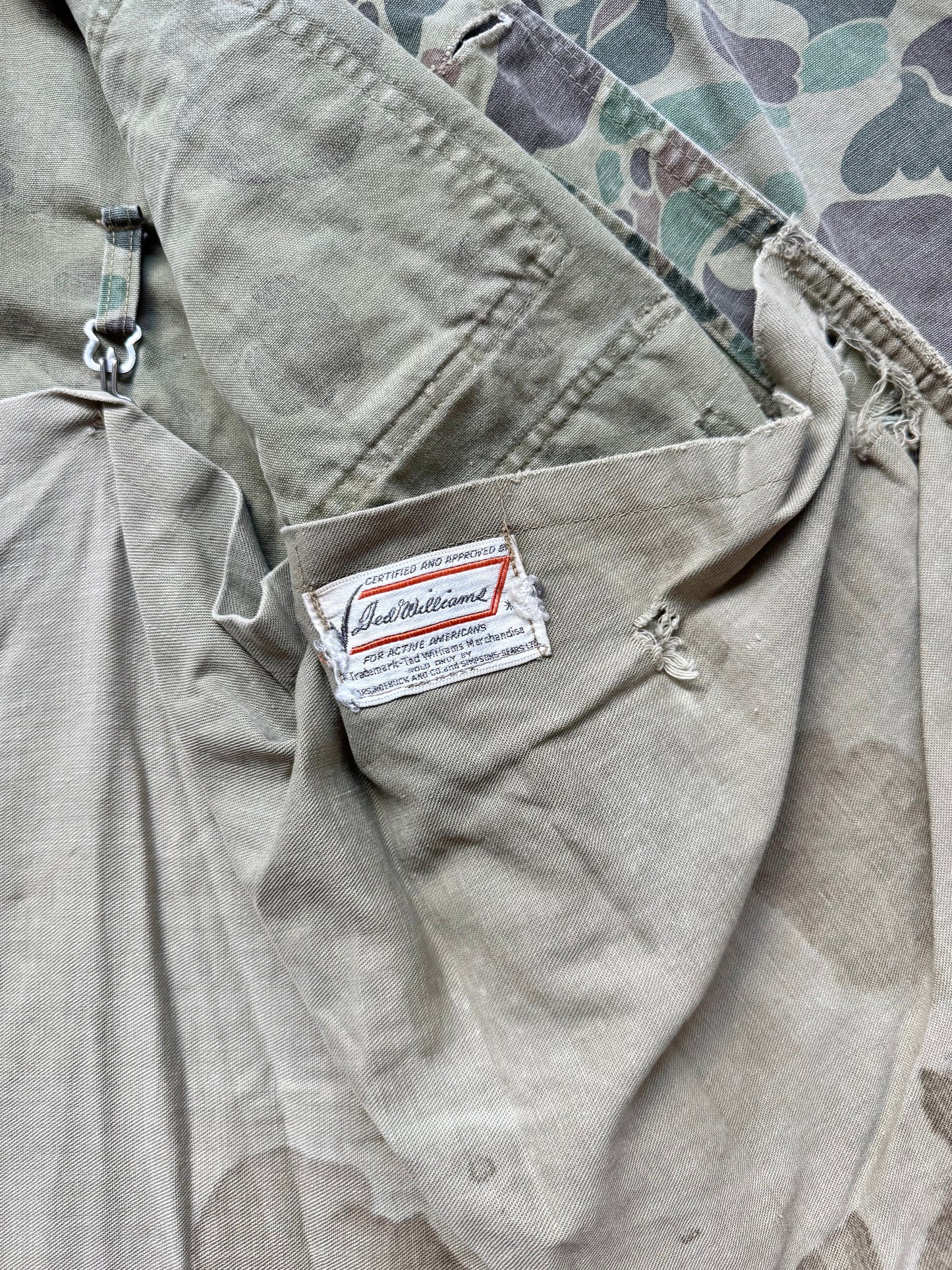 Vintage 1960s Ted Williams for Sears Canvas Camo Hunting Jacket | Large
