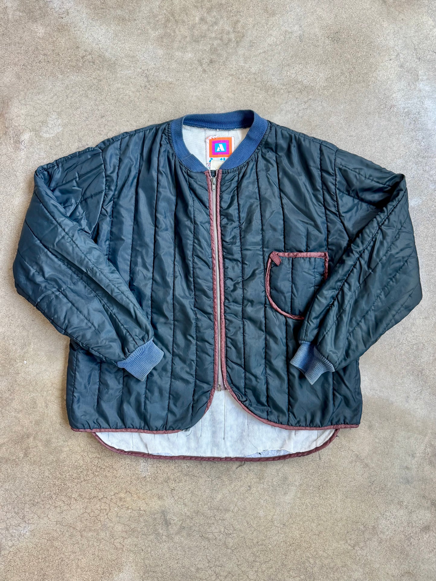 Vintage 1980s Antler Blue Zip-Up Quilted Liner Jacket | Large