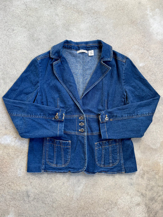 Vintage 1990s Massini Denim Corset-Style Blazer | XL
