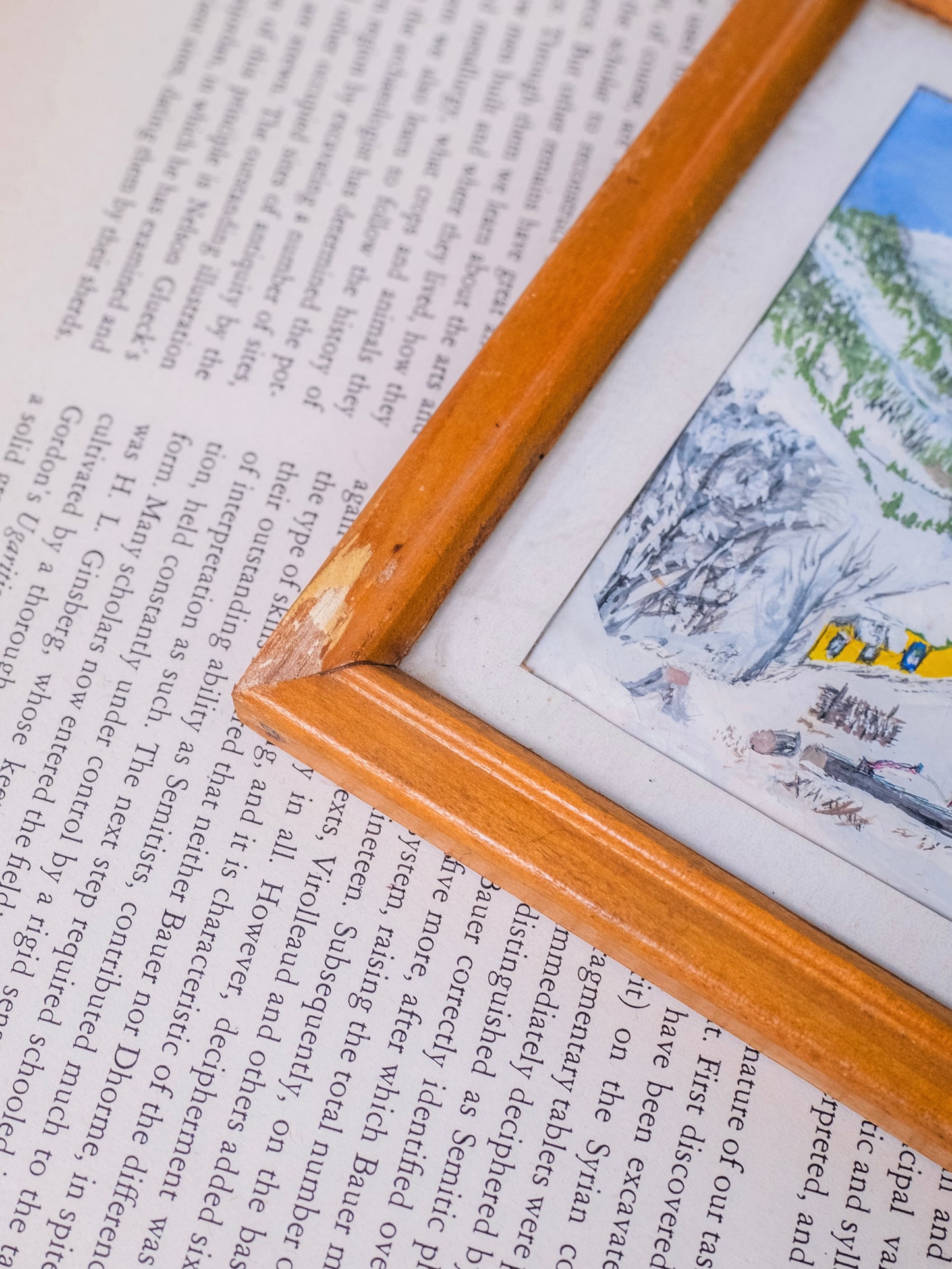 Vintage 1960s Framed Martha Burlingham "Echo Valley" Snow Scene Watercolor Painting | Signed