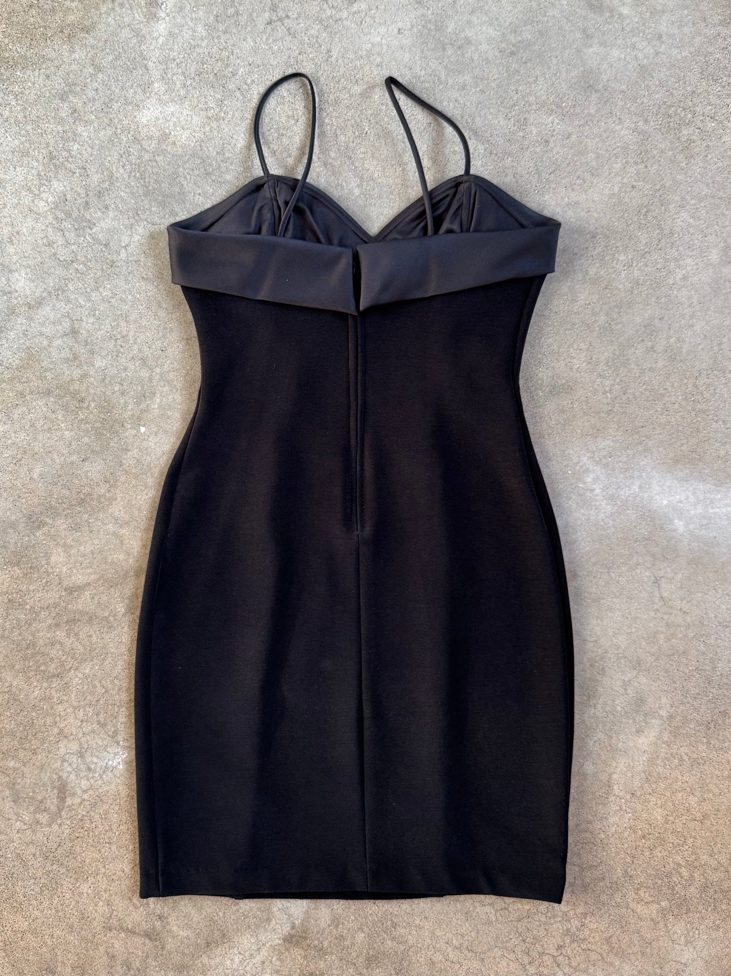 Vintage 1980s Maurices Black Formal Mini Dress | S/M