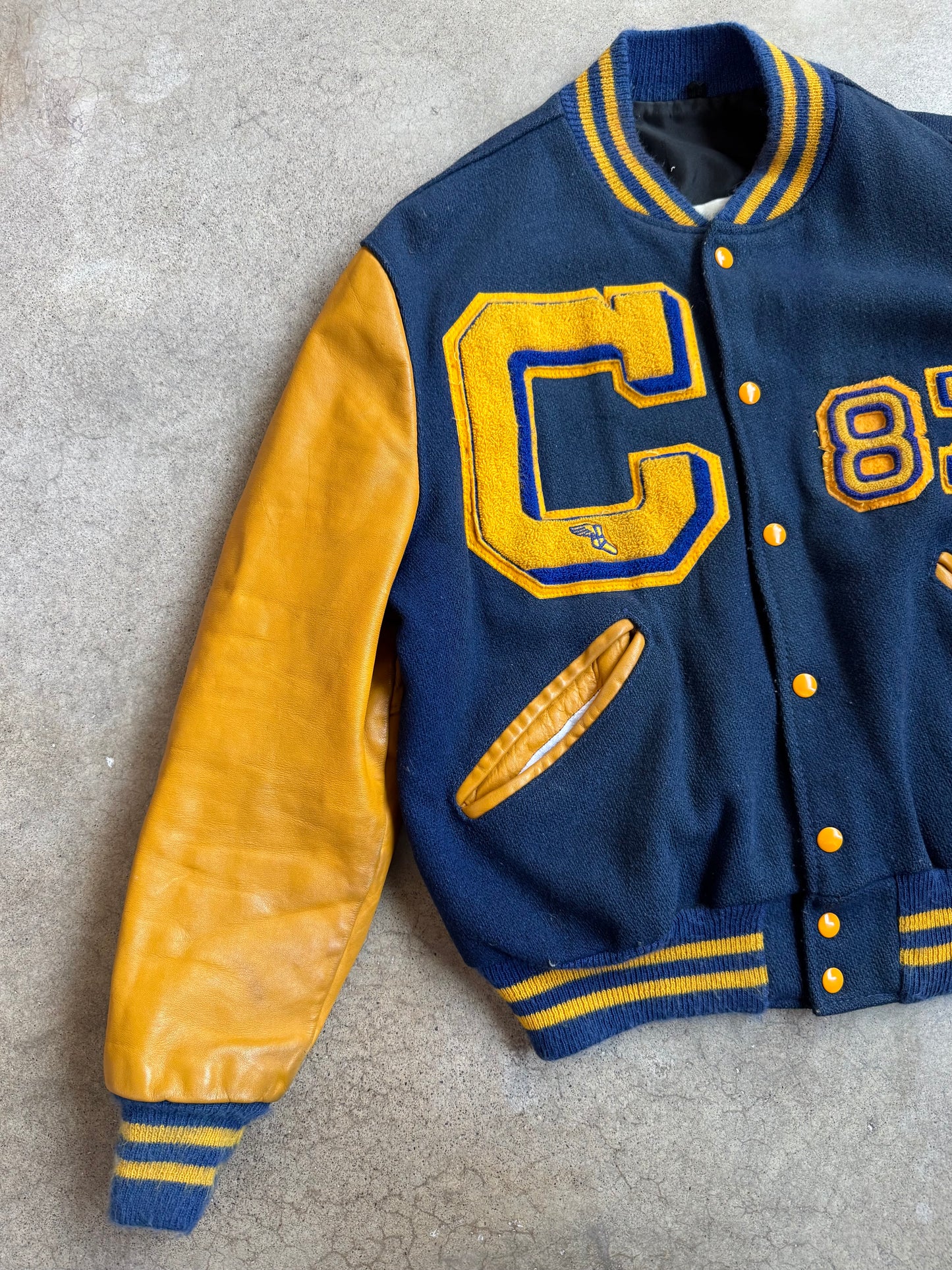 Vintage 1980s Clyde High School Varsity Letterman Jacket | Large