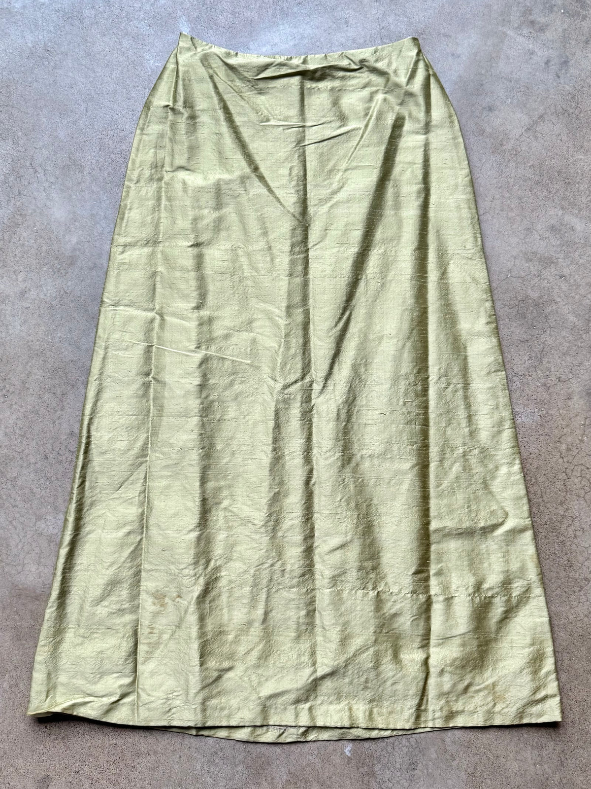 Vintage 1990s Watters & Watters Green Silk A-Line Maxi Skirt | Waist 29”