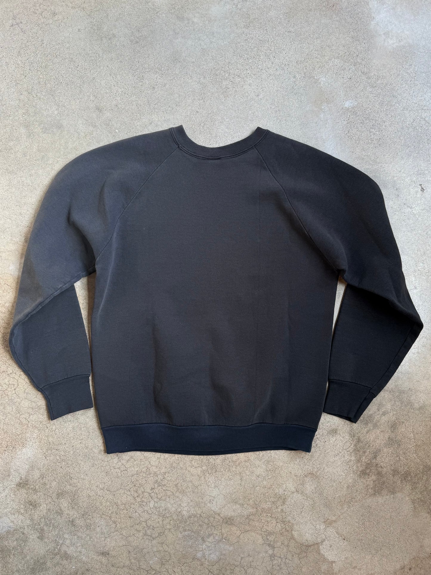 Vintage 1980s Washed Black Central Intelligence Agency Raglan Sweatshirt | Large
