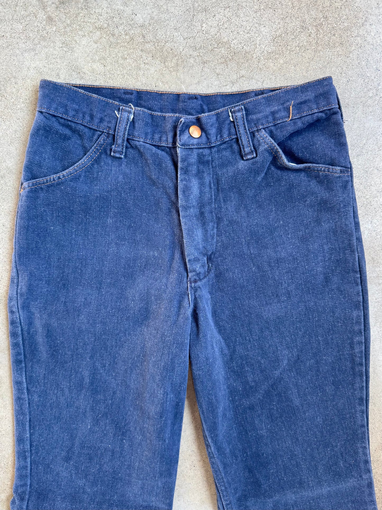 Vintage 1960s Wrangler Student Dark Wash Bell Bottom Jeans | 30x32