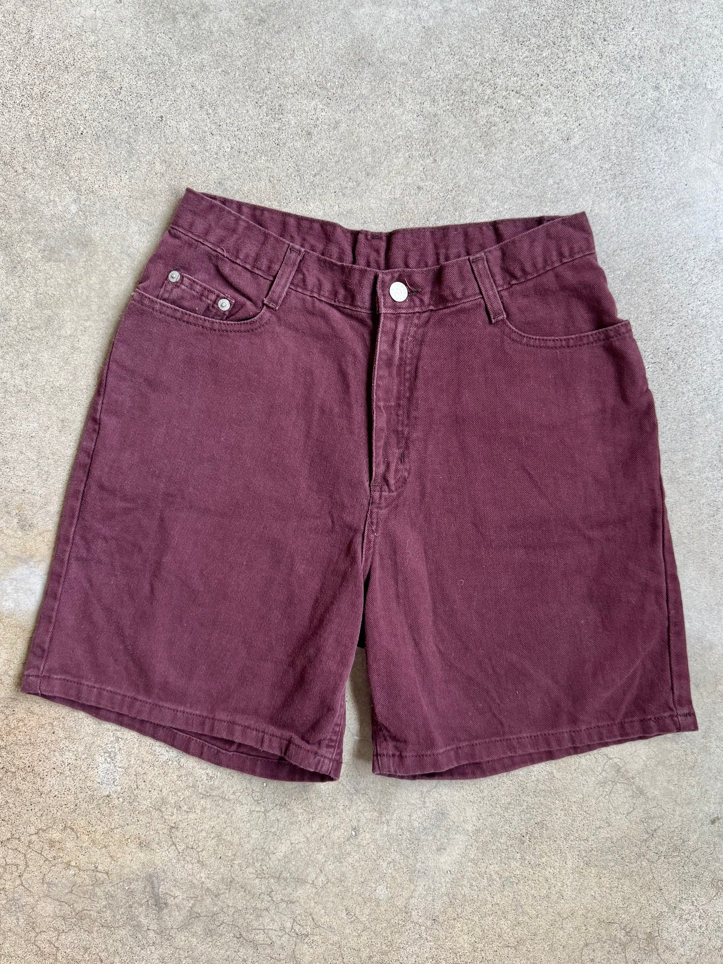 Vintage 1990s Faded Glory Burgundy Denim Shorts | Waist 29”