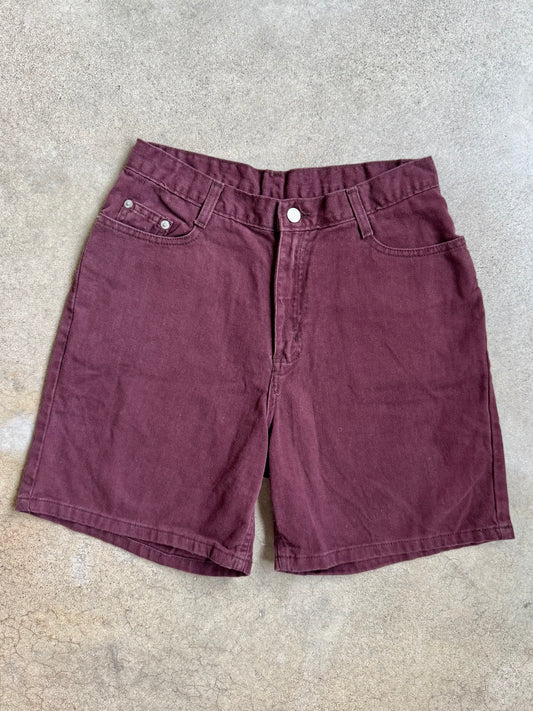 Vintage 1990s Faded Glory Burgundy Denim Shorts | Waist 29”