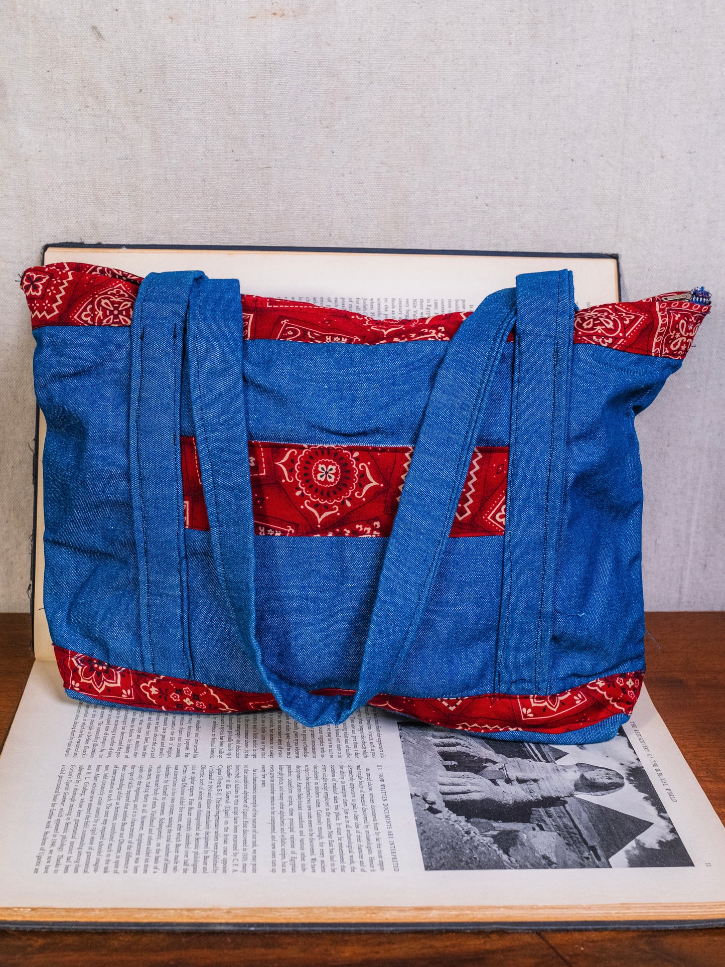 Vintage Handmade Denim & Bandana Trim Shoulder Bag