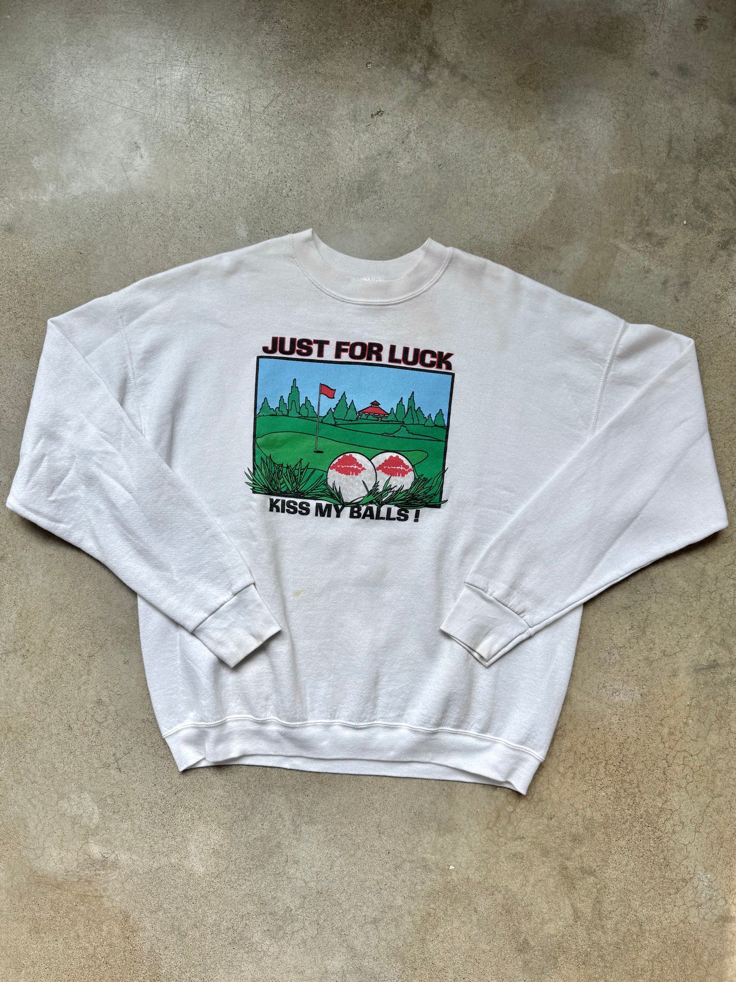 Vintage 1990s "Just for Luck" Golf Graphic Crewneck Sweatshirt | XL