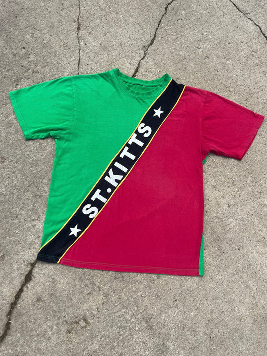 Vintage 1990s Green & Red St. Kitts Flag Tee | Large