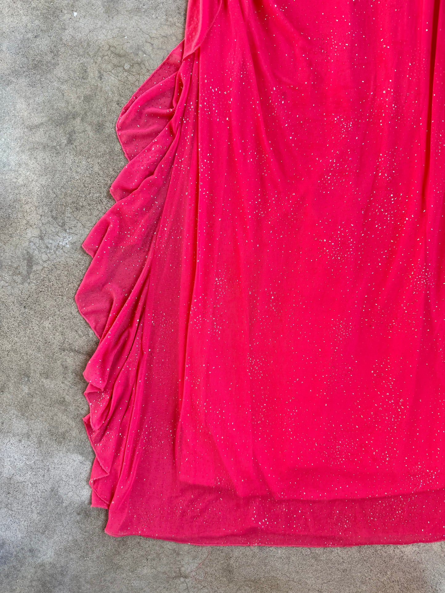 Vintage 1990s City Triangles Pink Sparkle Ruched Full-Length Formal Dress | Small