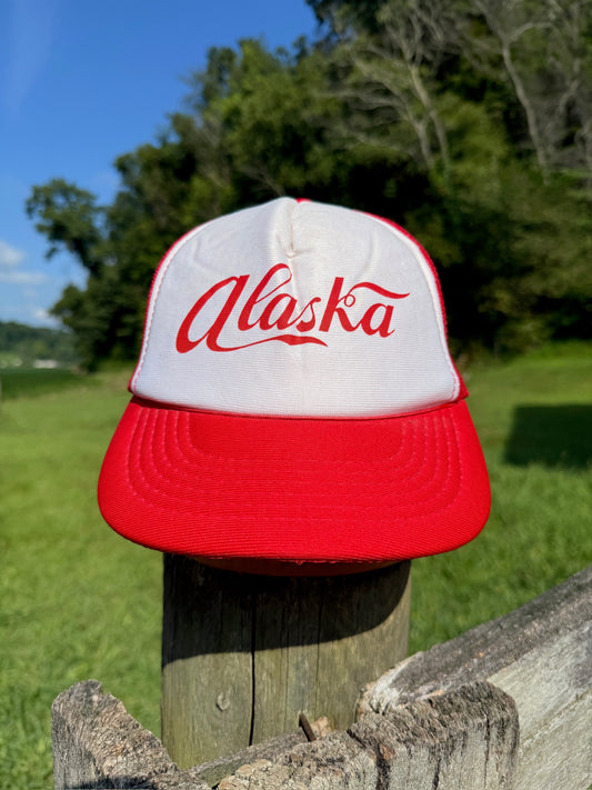 Vintage 1970s Red & White Alaska Trucker Hat