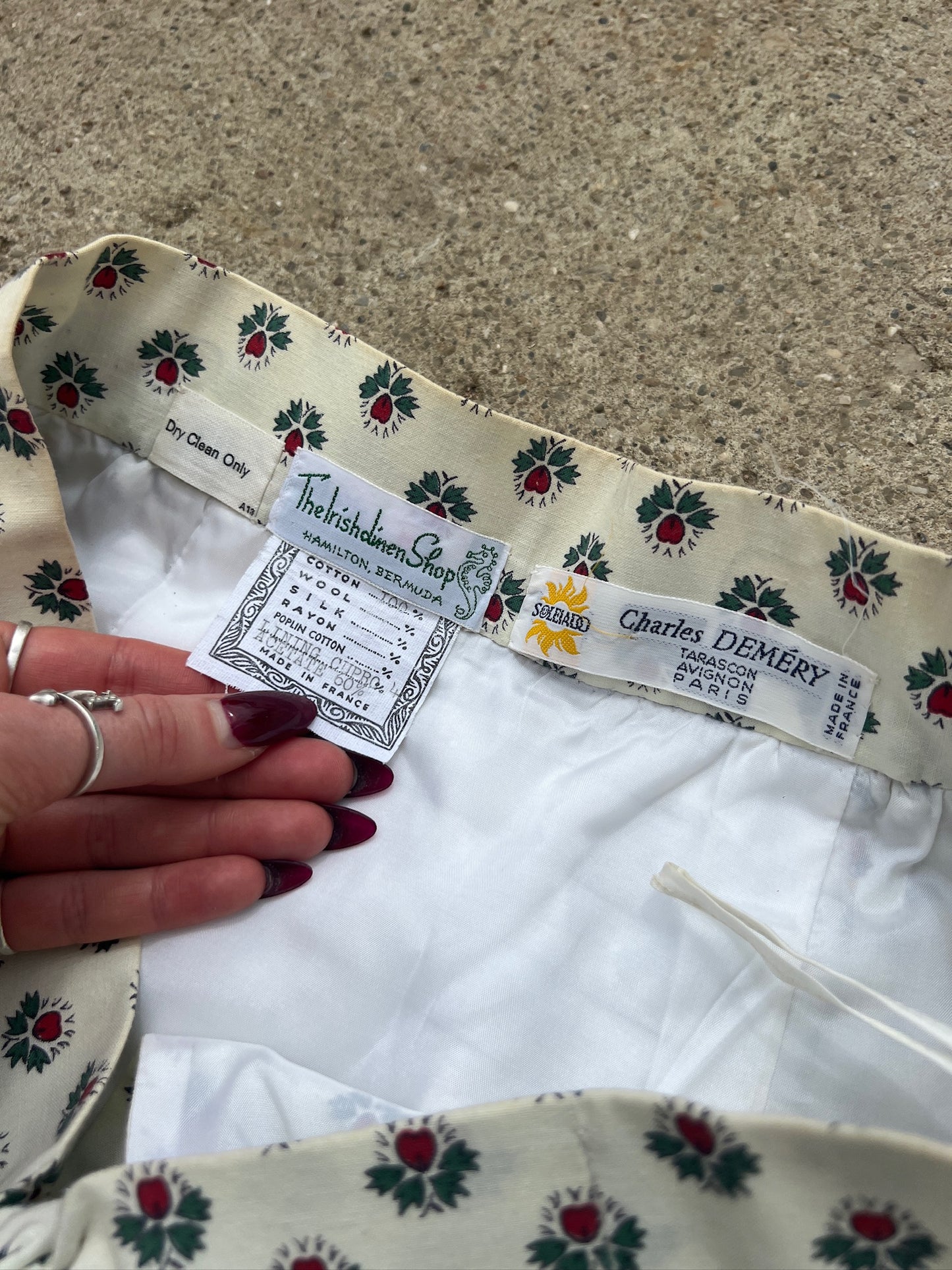 Vintage 1980s Soleiado Charles Deméry Floral Quilted Cotton Maxi Skirt | S/M