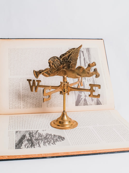 Vintage 1950s Solid Brass Angel Weathervane